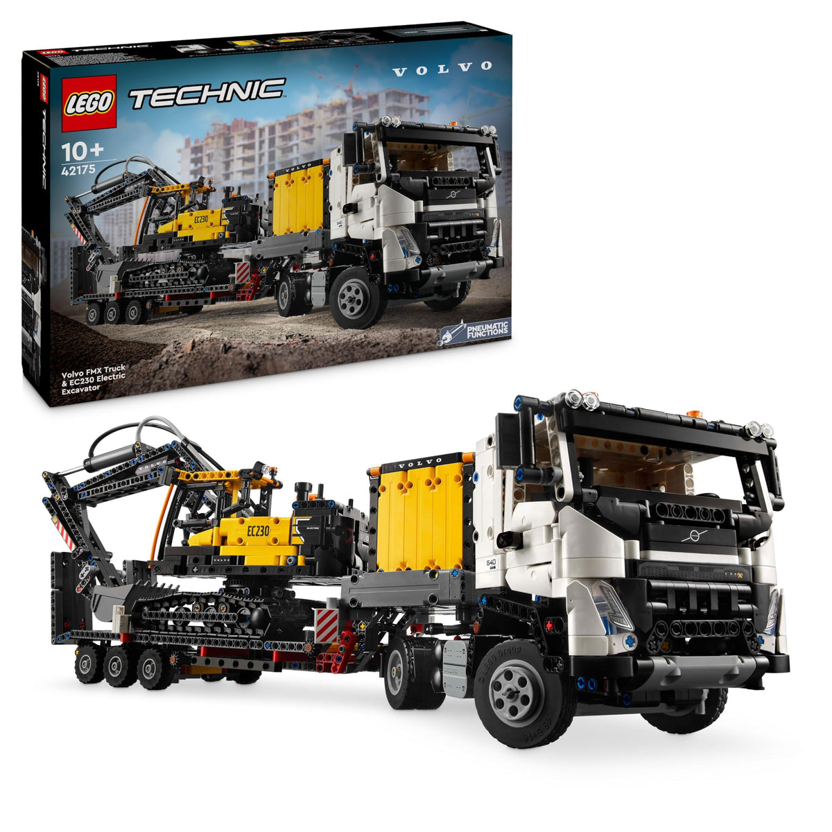 LEGO Technic Volvo FMX Truck with EC230 Electric Crawler Excavator, children's toy, gift set for boys and girls aged 10 and up, toy construction vehicles, excavator toy set 42175