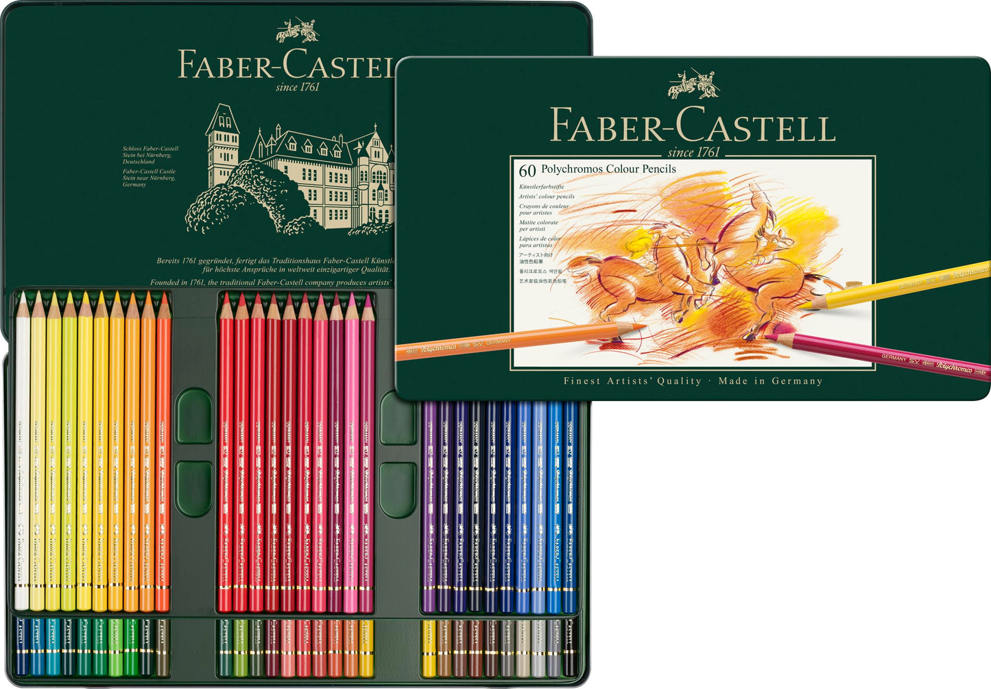 Faber-Castell - Polychromos colored pencils set 60 colors metal case - 110060