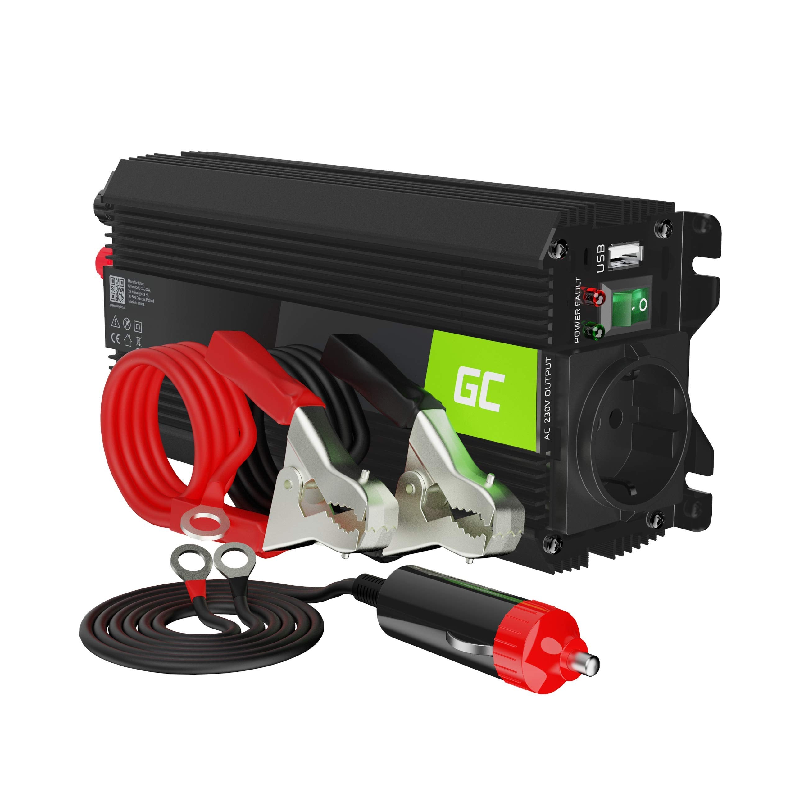 Green Cell PRO 500W/1000W 24V to 230V Sine Wave Volt Car Voltage Converter Inverter Power Solar Inverter DC AC Converter Current Converter Caravan Car Modified Sine - INVGC04