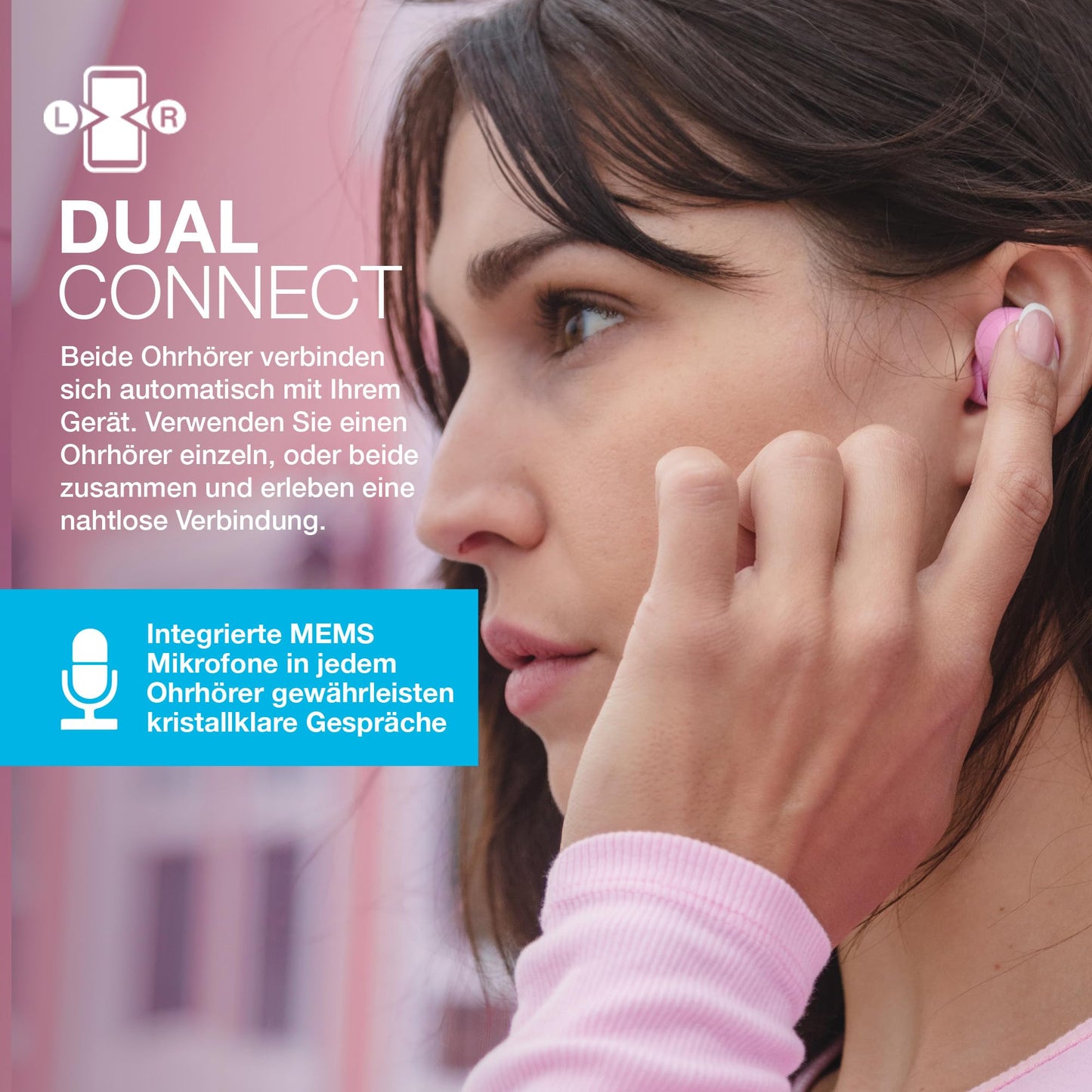 JLab Go Air Pop True Wireless Headphones - Bluetooth 32+ hours, Pink - EBGAIRPOPRPNK124