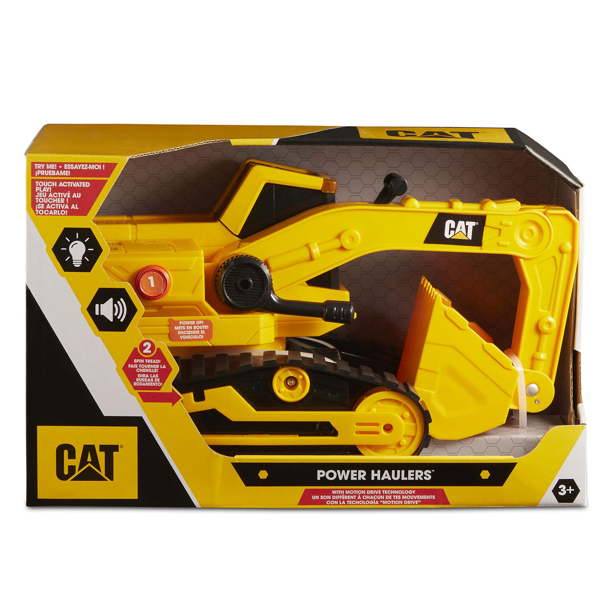 CatToysOfficial | CAT Construction 29.5 cm Power Haulers Excavator Toy | Real Lights & Sounds, Motion-Driven, Working Functions | Interactive Construction Vehicles for Kids Aged 3 and Up - 82268