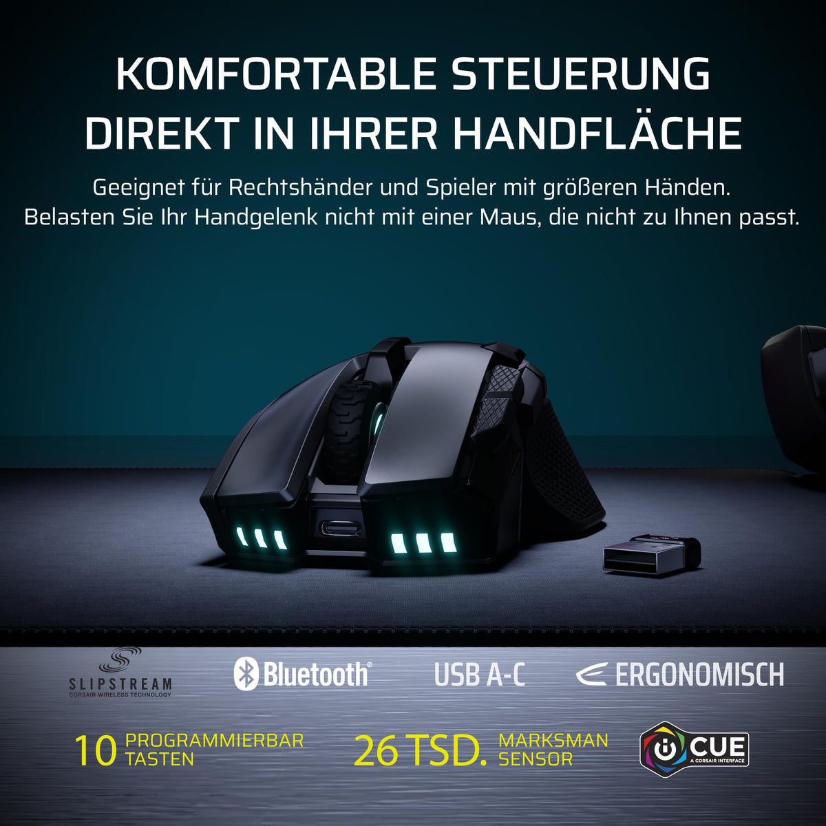 Corsair IRONCLAW Wireless SE (2026) Gaming Mouse - Black - CH-9317110-AS