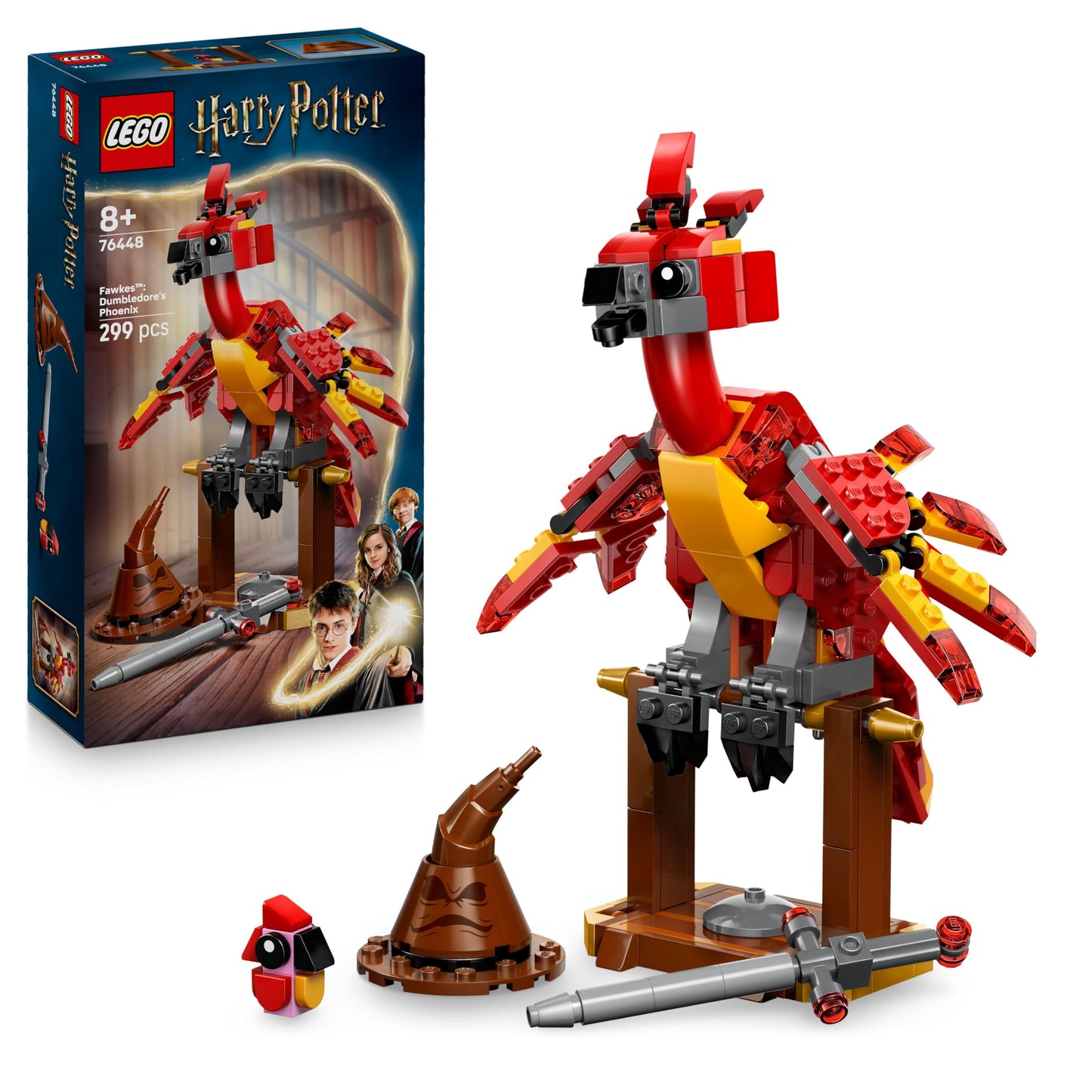 LEGO Harry Potter Fawkes: Dumbledore's Phoenix Toy with Sorting Hat, Gryffindor Sword & Baby Fawkes - Birthday Gift for Girls and Boys Ages 8 and Up - 76448