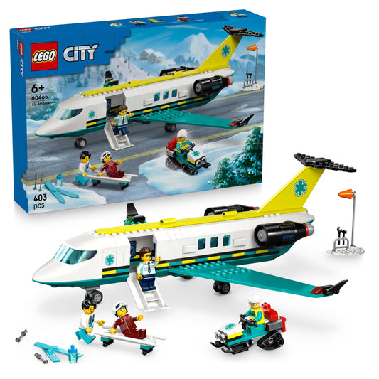 LEGO City Emergency Rescue Plane - Set with plane, snowmobile and 4 mini figures: paramedic, pilot, doctor and skier - great gift for children aged 6 and up - 60465