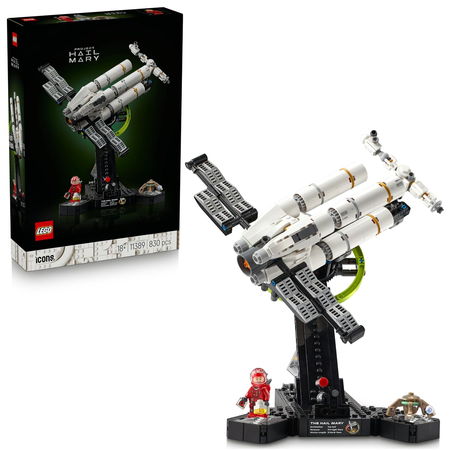 LEGO Icons The Astronaut - Miniature Spaceship Model Building for Adults - Exhibition Set Including Ryland Grace Minifigure & Rocky Figure - Science Fiction Gift for Film and Book Fans - 11389