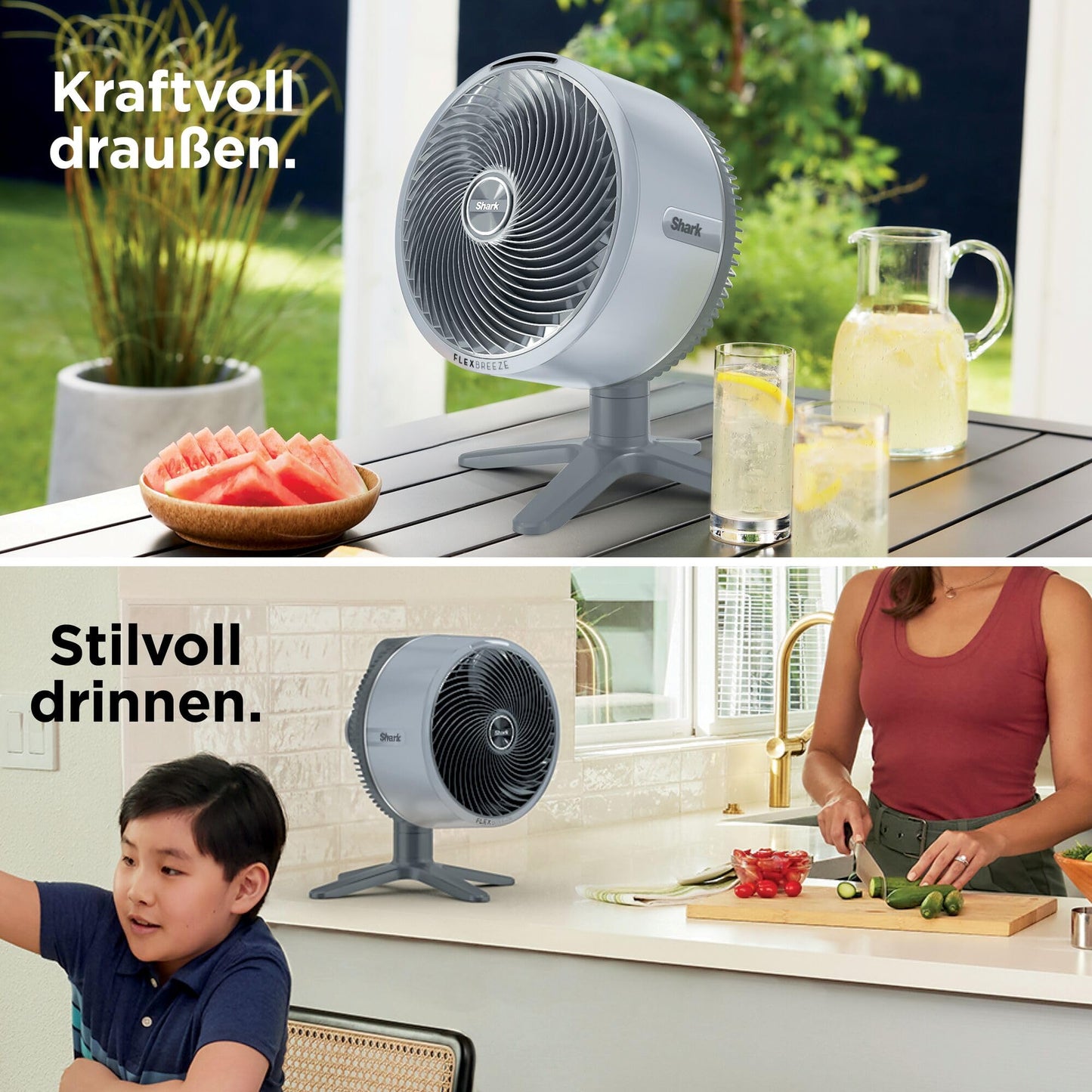 Shark FlexBreeze TableMate cordless fan, indoor & outdoor, ≤24h runtime, high-speed cooling, 20 m range, quiet & durable, 5 speeds, oscillation, remote control FA150EU