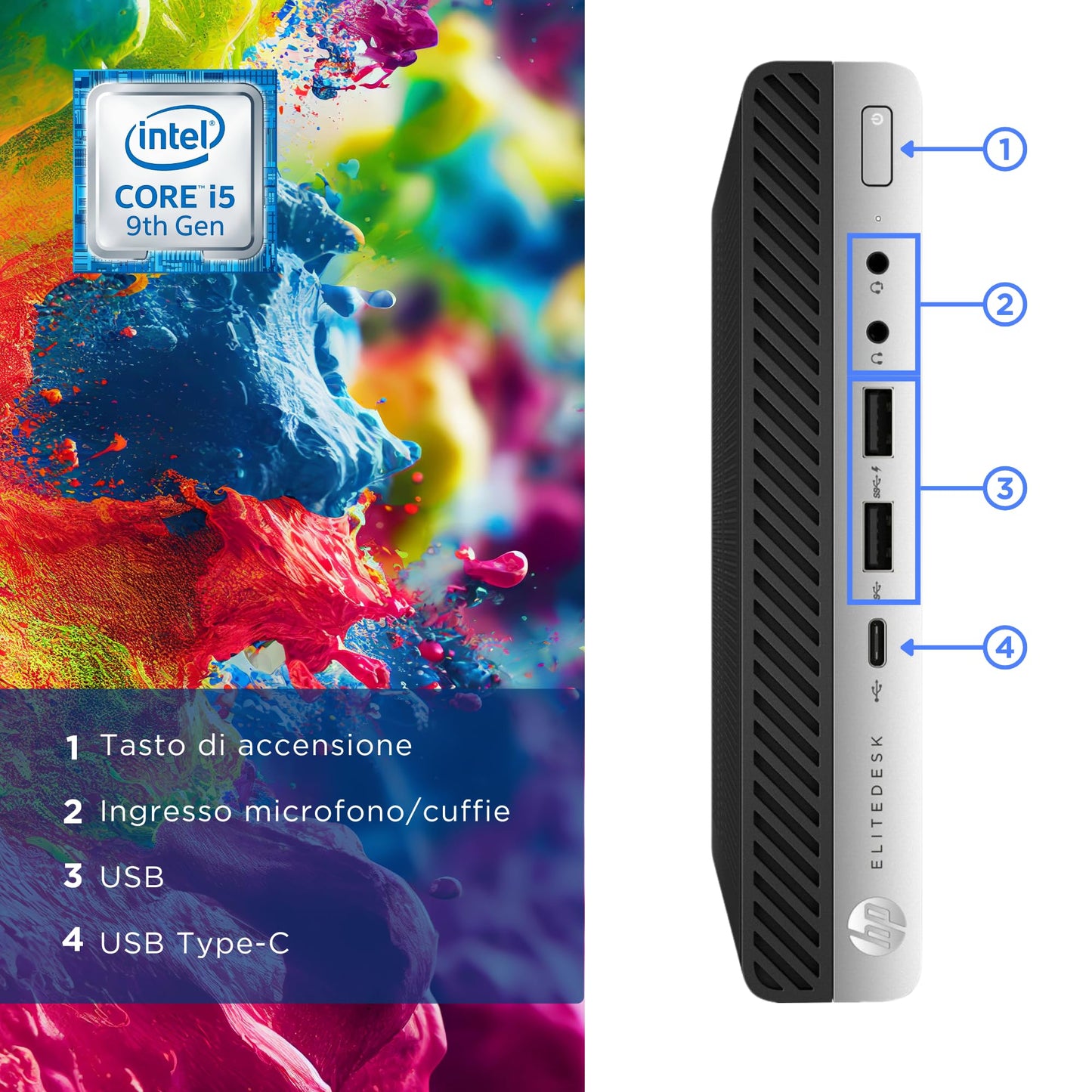 HP EliteDesk 800 G5 - Mini Intel i5-9500T 6 Core 2.20 GHz - RAM 16 GB SSD 512 GB - Desktop Tiny immediately ready for use with Windows 11 - free WLAN stick (generally overhauled)