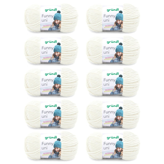 Gründl Wolle Funny uni - lână moale de chenille pentru croșetat - pufoasă și prietenoasă cu pielea - 100% poliester - 10 sculuri 100 g / 120 m - dimensiune croșetă 5-6, crem - 3442-05