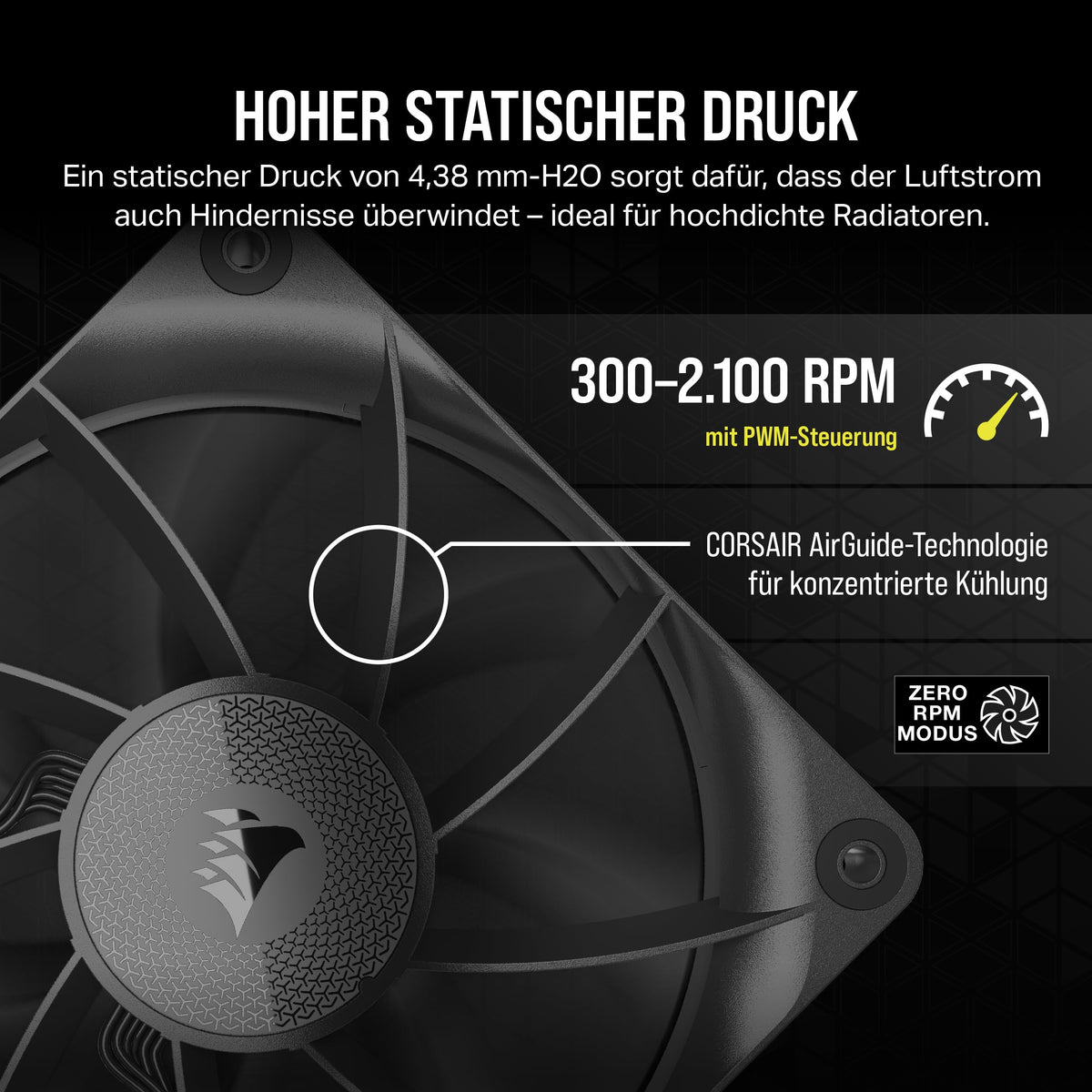 CORSAIR iCUE LINK RX120 120mm PWM Fans with iCUE LINK System Hub - Magnetic Coupling Bearing - Triple Pack - Black - CO-9051010-WW