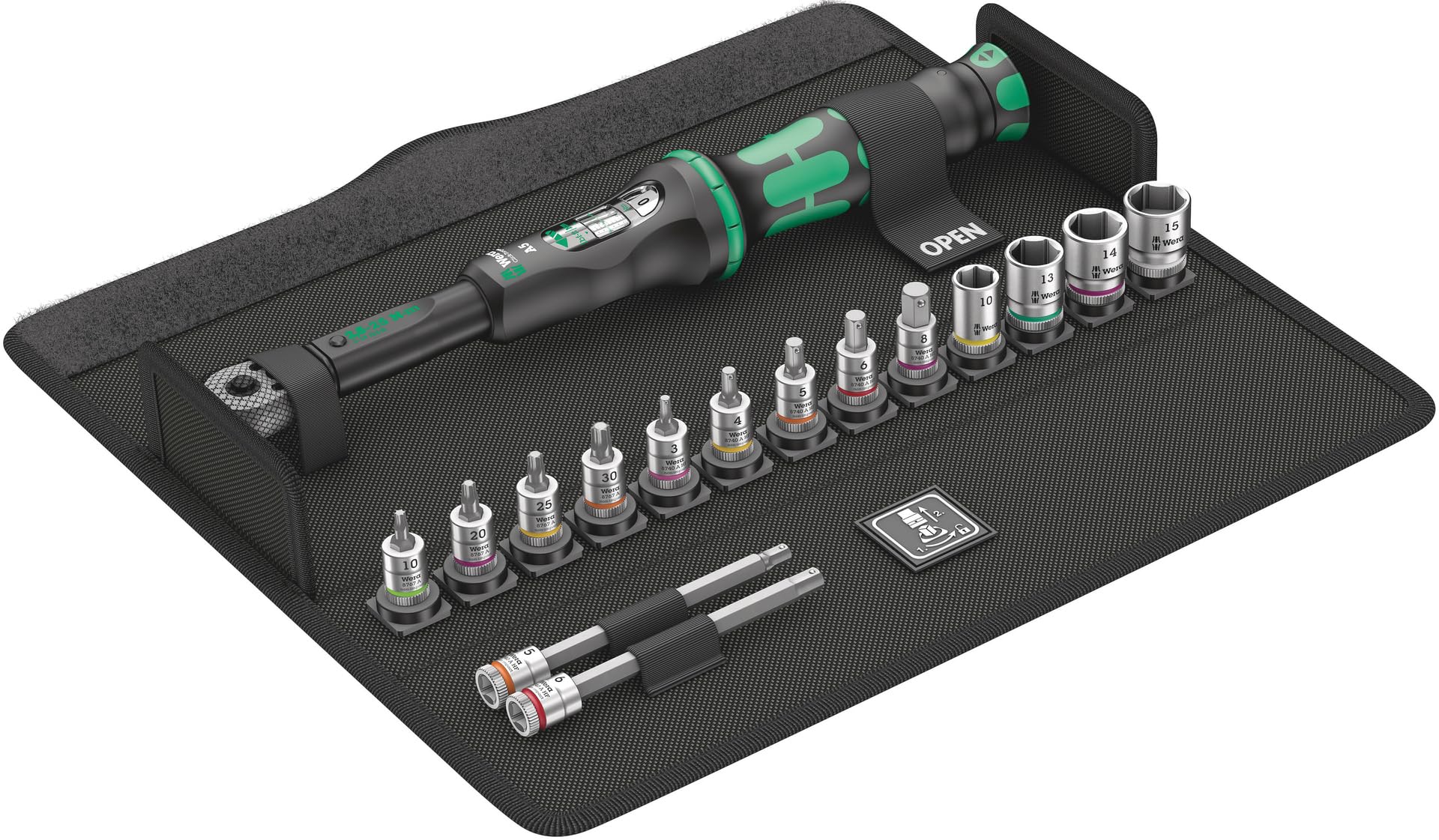 Wera 05004180001 Bicycle Set Torque 1, bicycle torque wrench set, 2.5-25 Nm, 16 pieces