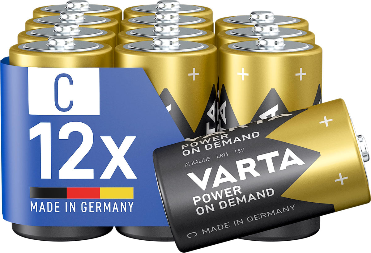 VARTA Batteries C, 12 Pieces Bulk Pack, Power on Demand, Alkaline, 1.5 V