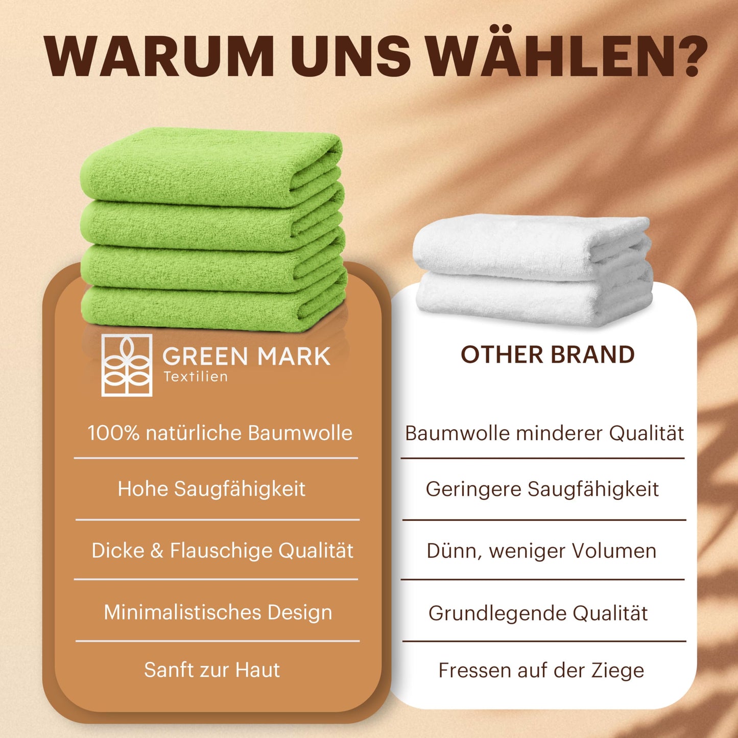 NatureMark 4-piece shower towel set - soft and absorbent shower towels made from 100% cotton, suitable for everyday use - apple green, 70x140 cm - NM-HT0725