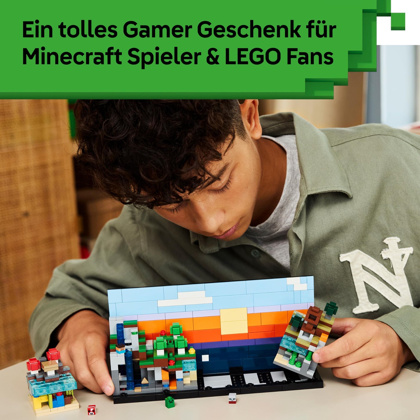 LEGO Minecraft Mini-Biome - DIY decoration set - 3D puzzle with 5 microfigures - creative playset for building and collecting - gamer gift for boys, girls and teenagers aged 12 and over - 21589