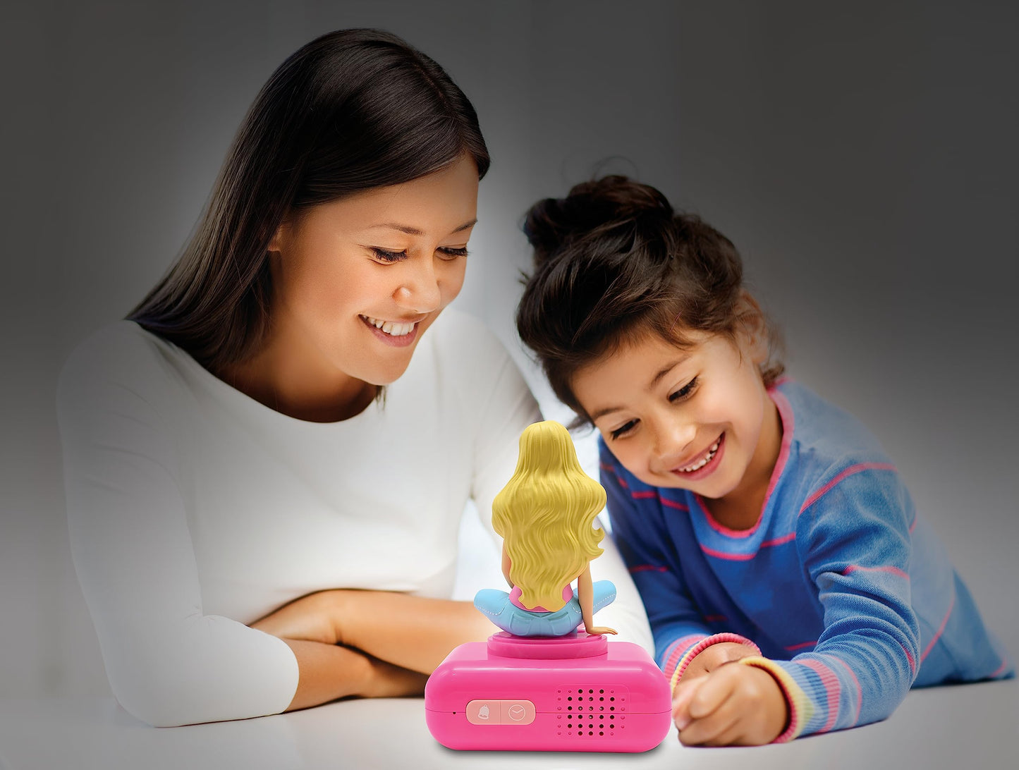 Lexibook, Barbie, Night Alarm Clock, Sounds and Melodies, LCD Screen with Backlight, Illuminated, Snooze, Pink, RL800BB