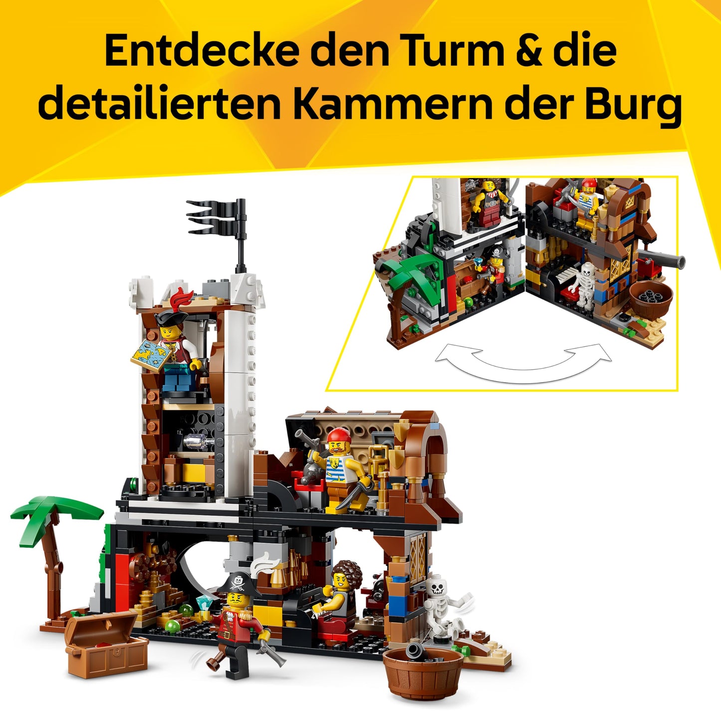 LEGO Creator Legendary Pirate Ship Toy - Model Building with 2 Building Options - Castle or 2 Twin Boats - Children's Room Decoration - Birthday Gift for Boys & Girls Ages 9 and Up - 31387