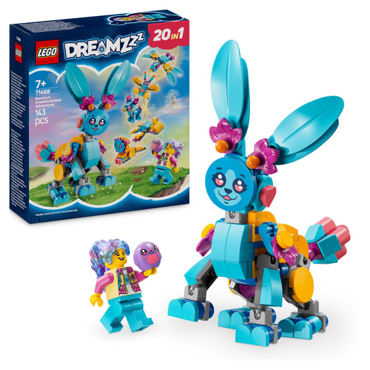 LEGO DREAMZzz Bunchus Creative Animal Adventures Toy Bunny for Kids 20-in-1 Fantasy Playset with Izzie Minifigure Gift for Girls and Boys Ages 7+ 71488