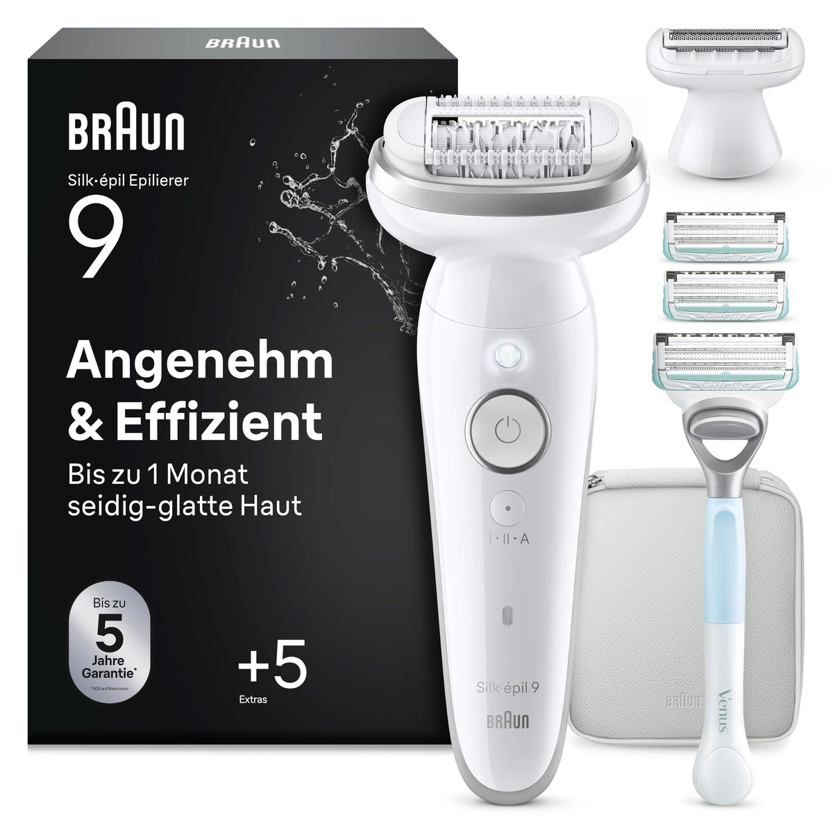 Braun Epilator for Women Silk-épil 9, Ladyshaver, 9-130, White/Pink - SES9-130