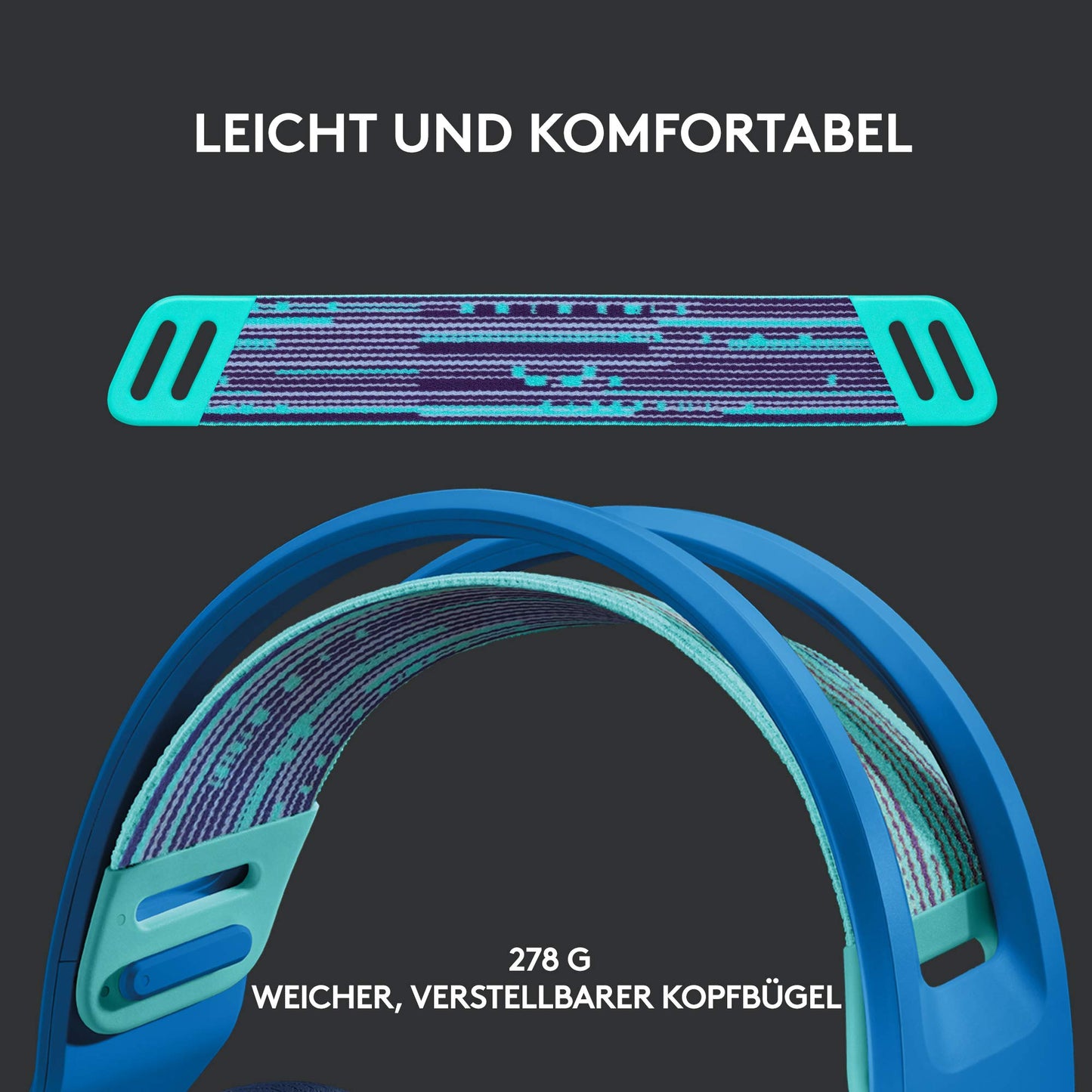 Logitech G733 LIGHTSPEED wireless gaming headset with headband, LIGHTSYNC RGB, Blue VO!CE microphone technology, PRO G speakers, ultralight, 29-hour battery life, 20m range - Blue - 981-000943