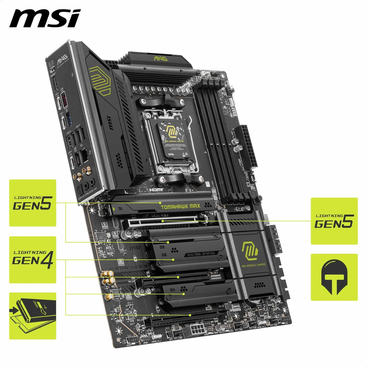 MSI MAG X870E Tomahawk WiFi Placă de bază, ATX - Suportă procesoare AMD Ryzen 9000/8000/7000, AM5-80A SPS VRM, DDR5 Memory Boost 8400+ MT/s (OC), PCIe 5.0 x16, M.2 Gen5, Wi-Fi 7, 5G LAN - 7E59-004R