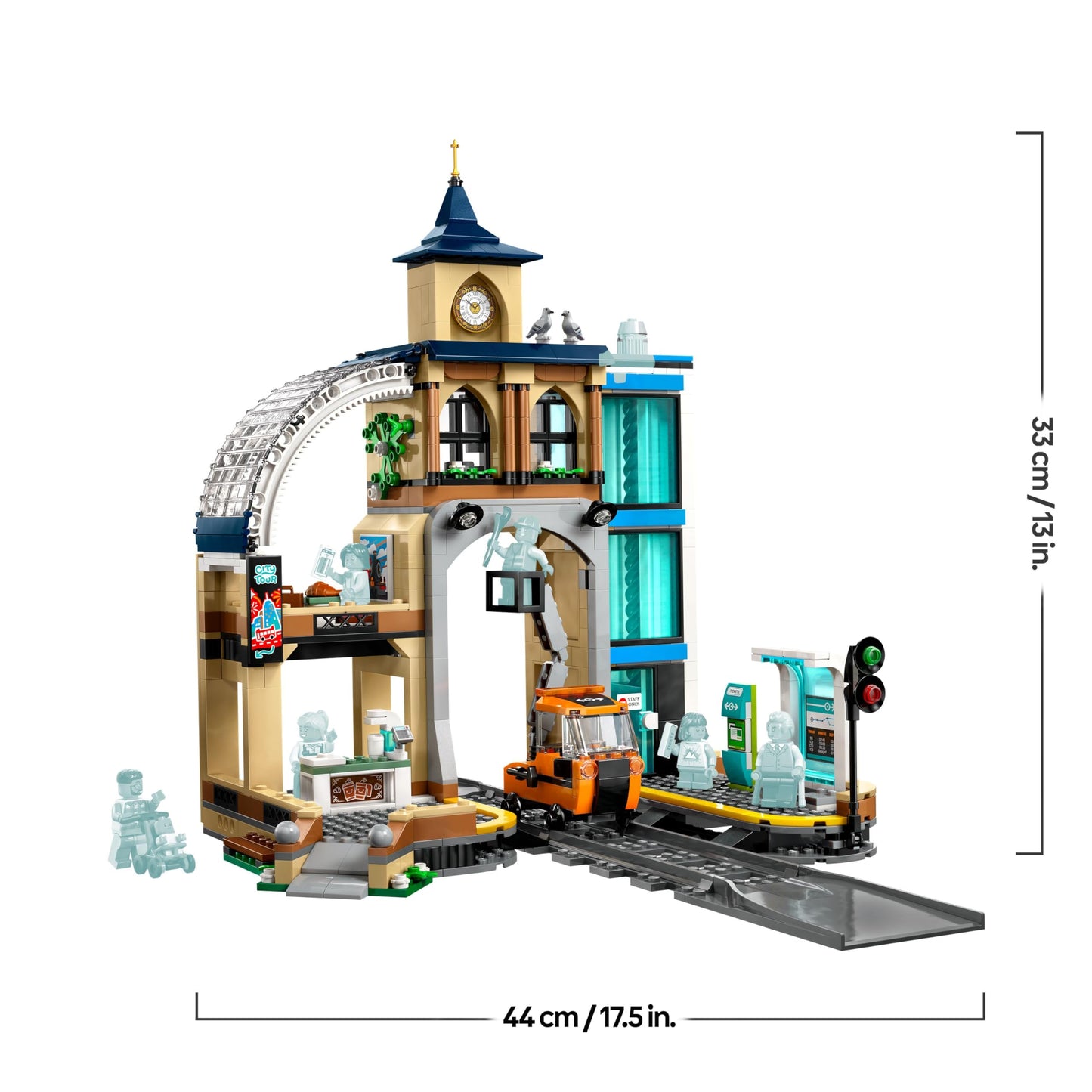 LEGO City Trains Central Station - maintenance vehicle toy, working lift, 2 platforms & 1 piece of track as well as 6 minifigures - creative gift for boys and girls aged 7 and up - 60469