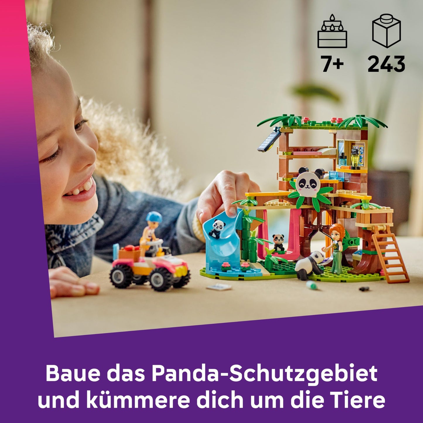 LEGO Friends Panda Care Station - Toy with Sanctuary - Animal Playset with Tree House, Quad, 2 Mini Dolls and 3 Panda Figures - Gift for Girls Ages 7 and Up - 42648