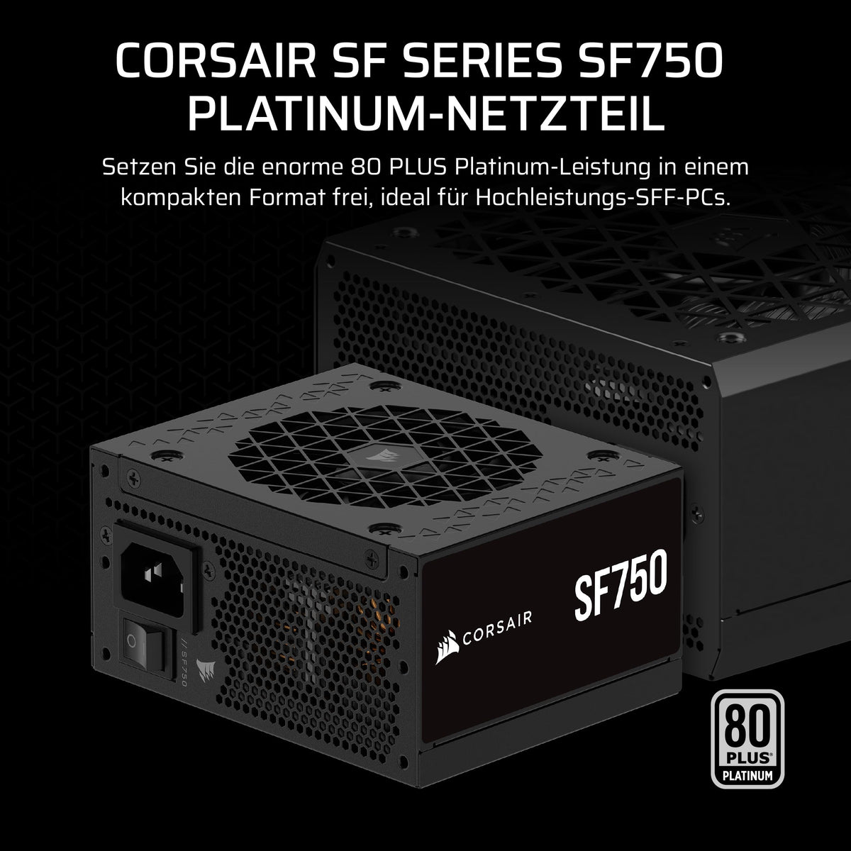 CORSAIR SF750 (2024) Sursă de alimentare ATX complet modulară, silențioasă, 80 PLUS Platinum – Compatibilă cu ATX 3.1 – Capabilă PCIe 5.1 – Suport SFX-to-ATX inclus – Negru - CP-9020284-EU