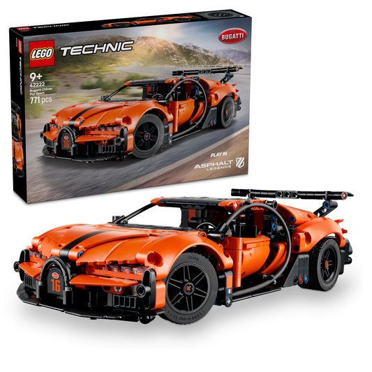 LEGO Technic Bugatti Chiron Pur Sport Hypercar - model car - racing car to collect - Bugatti toy car - Technic sports car with steering, W16 engine & doors - gift for ages 9 and up - 42222