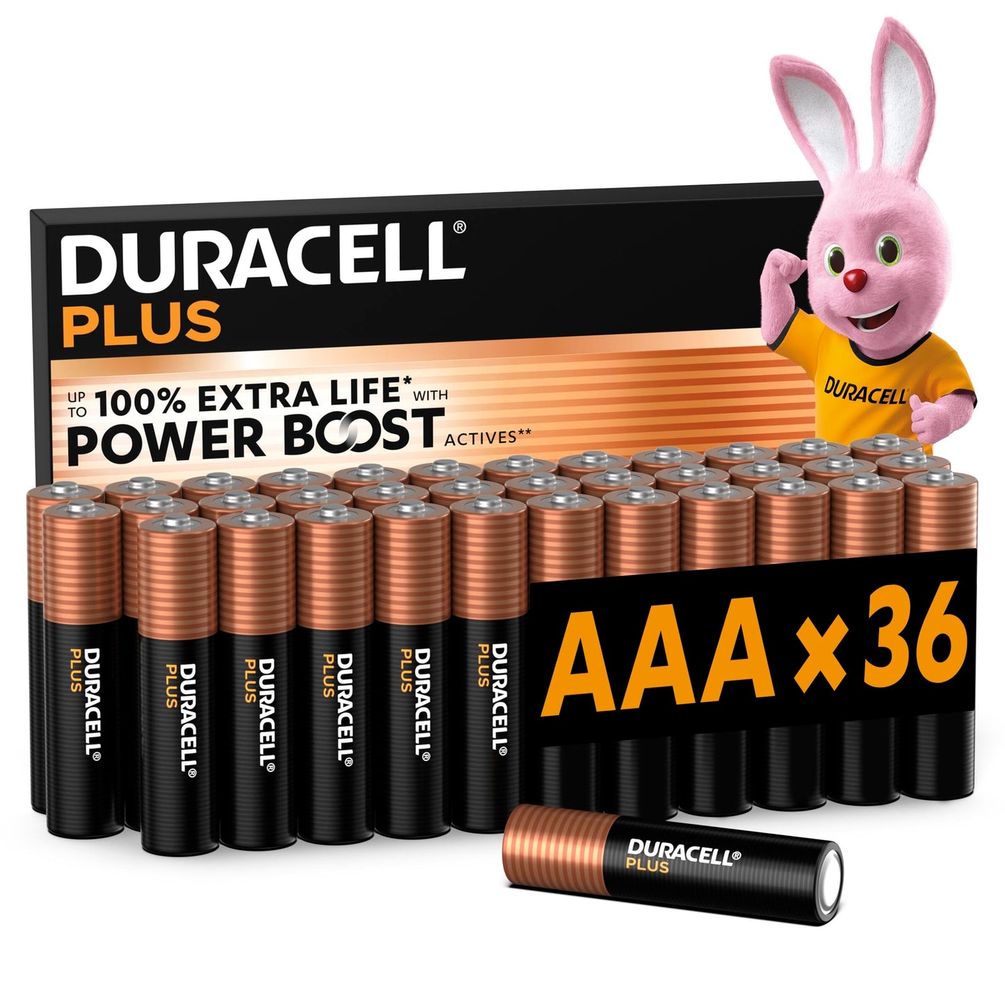 DURACELL Plus AAA Batteries (Pack of 36) - Alkaline Batteries 1.5V - LR03