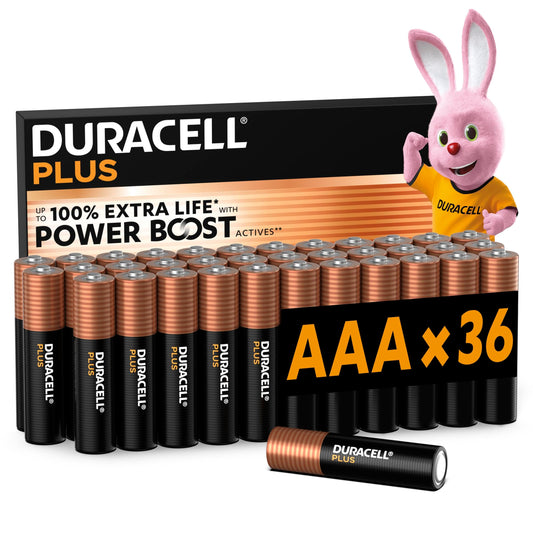 DURACELL Plus AAA Batteries (Pack of 36) - Alkaline Batteries 1.5V - LR03
