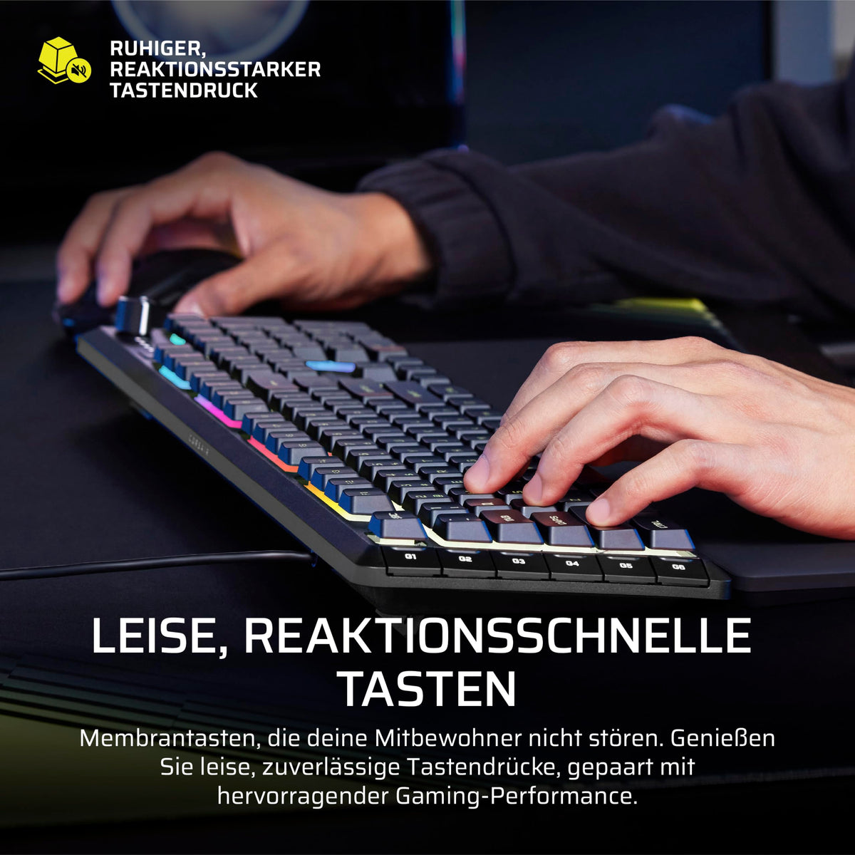 Corsair Skiff 100 Plus Silent RGB Wired Gaming Keyboard - Black - CH-9226I65-DE