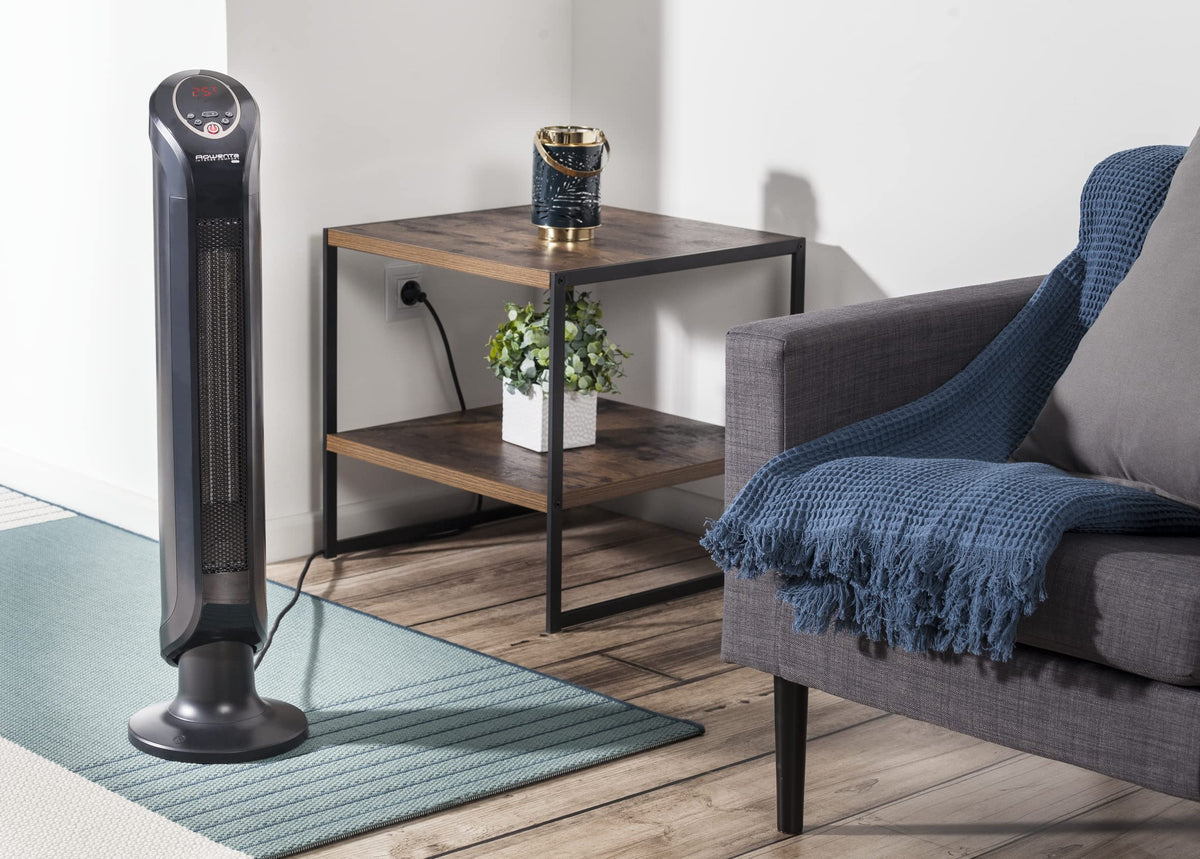 Rowenta SO9420 Intense Comfort Hot Ceramic Tower Heater | Fan Heater | 2400W | Electric Heating | Energy Efficient | Indoor Use, Black, 22.5 x 21.8 x 81.5 cm - SO9420F0