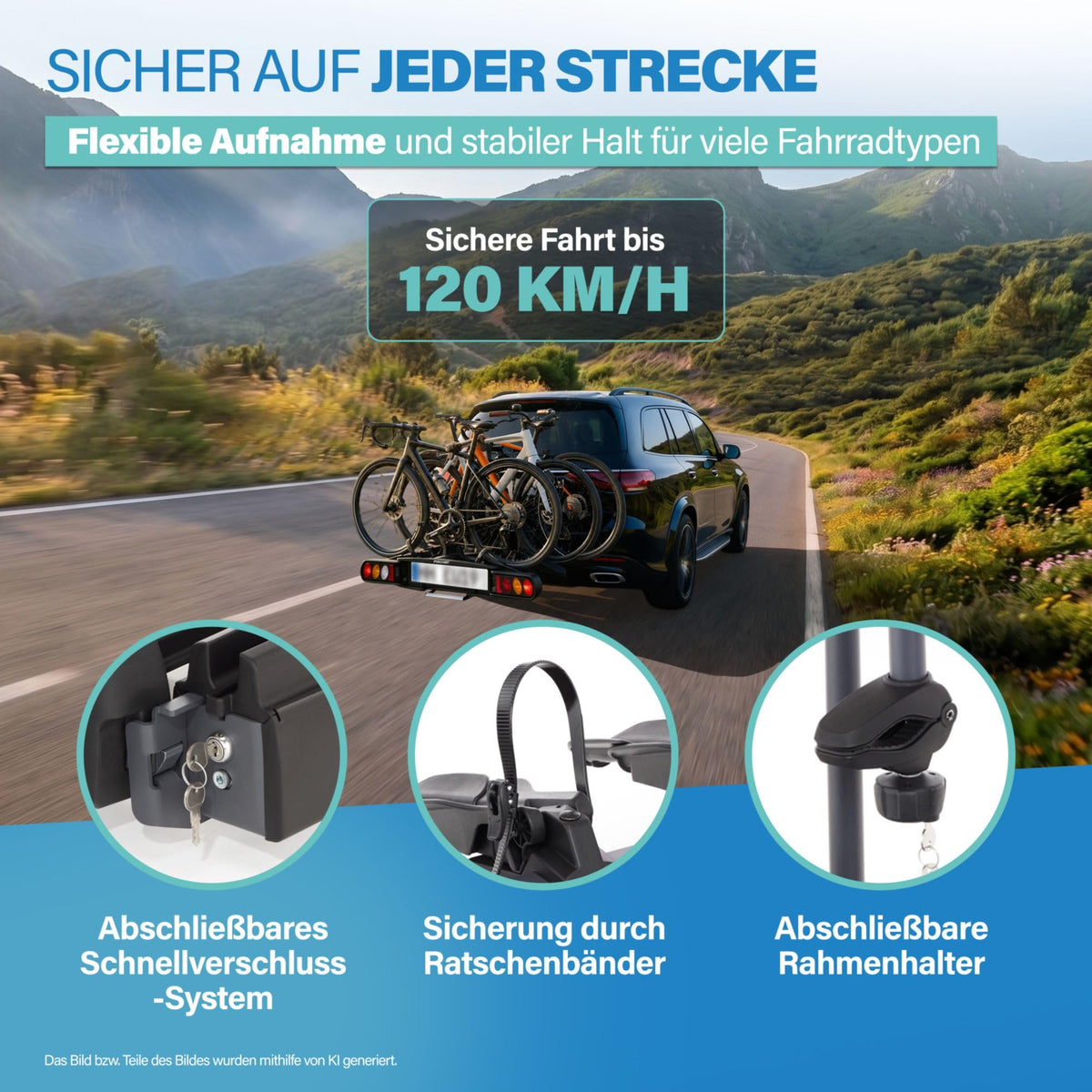 FISCHER cuplaj suport de biciclete ProlineEvo 3 I suport de biciclete cârlig de remorcă I suport de biciclete auto I suport de biciclete e-bike - 10443
