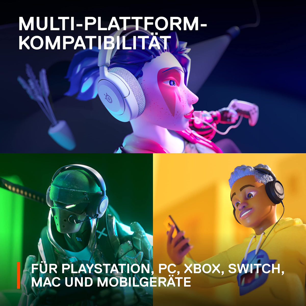 SteelSeries Arctis Nova 1P - Cască de gaming multi-sistem - Driver Hi-Fi - Sunet surround 360° - Perne pentru urechi din spumă cu memorie - Microfon cu anulare a zgomotului - PS5, PS4, PC, Xbox - Alb - 61612