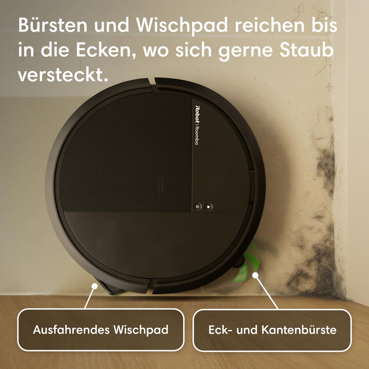 iRobot Roomba® 115 Combo Robot aspirator și mop, putere de aspirație de 15k Pa, perii și pad de ștergere incluse, navigare cu Clearview™ LiDAR, Negru - Y414040