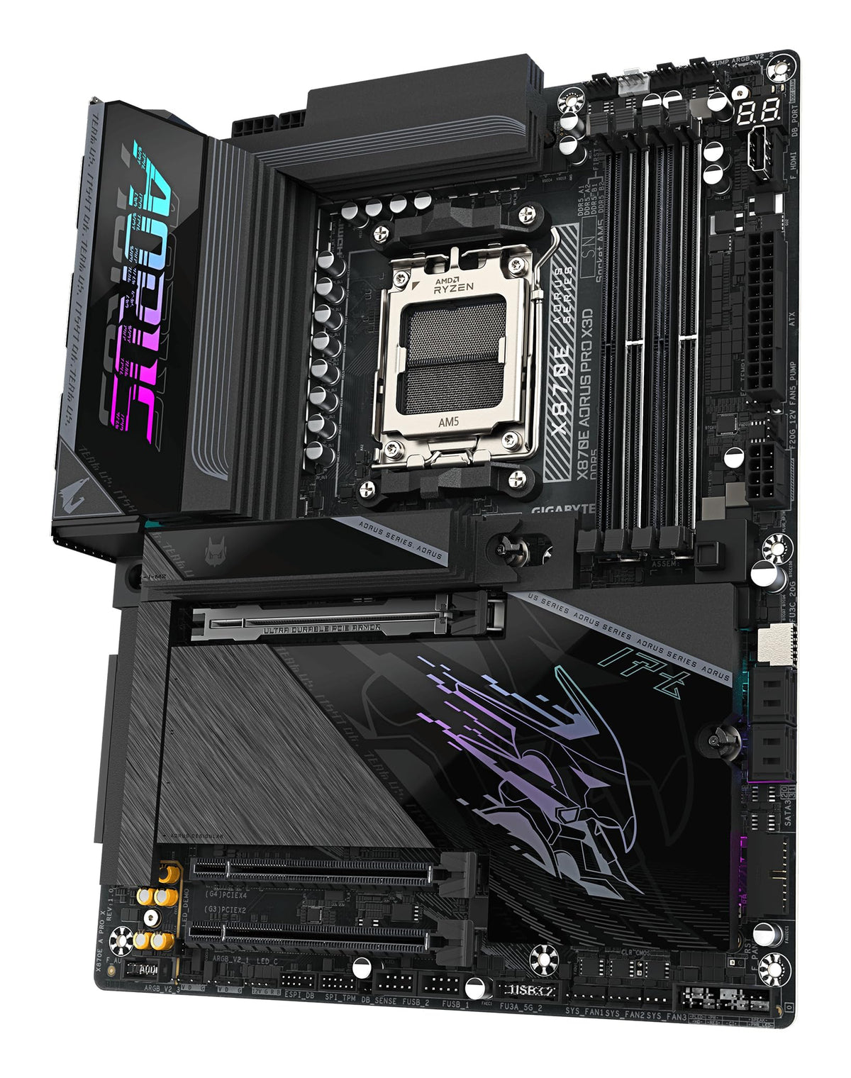 GIGABYTE X870E AORUS PRO X3D Mainboard - Supports AMD Ryzen 9000 CPUs, digital 18+2+2 phase VRM, up to 9000MHz DDR5 (O.C.), 2xPCIe 5.0 + 2xPCIe 4.0, Wi-Fi 7, 5GbE LAN, USB 4