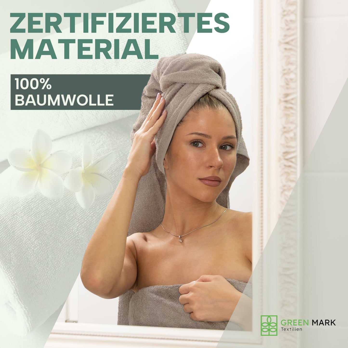 NatureMark Towels - Set of 8 - 100% Cotton, Soft & Absorbent, Premium Quality for Bathroom, Spa and Fitness, 50 × 100cm, Sand/Beige - 8er_sand