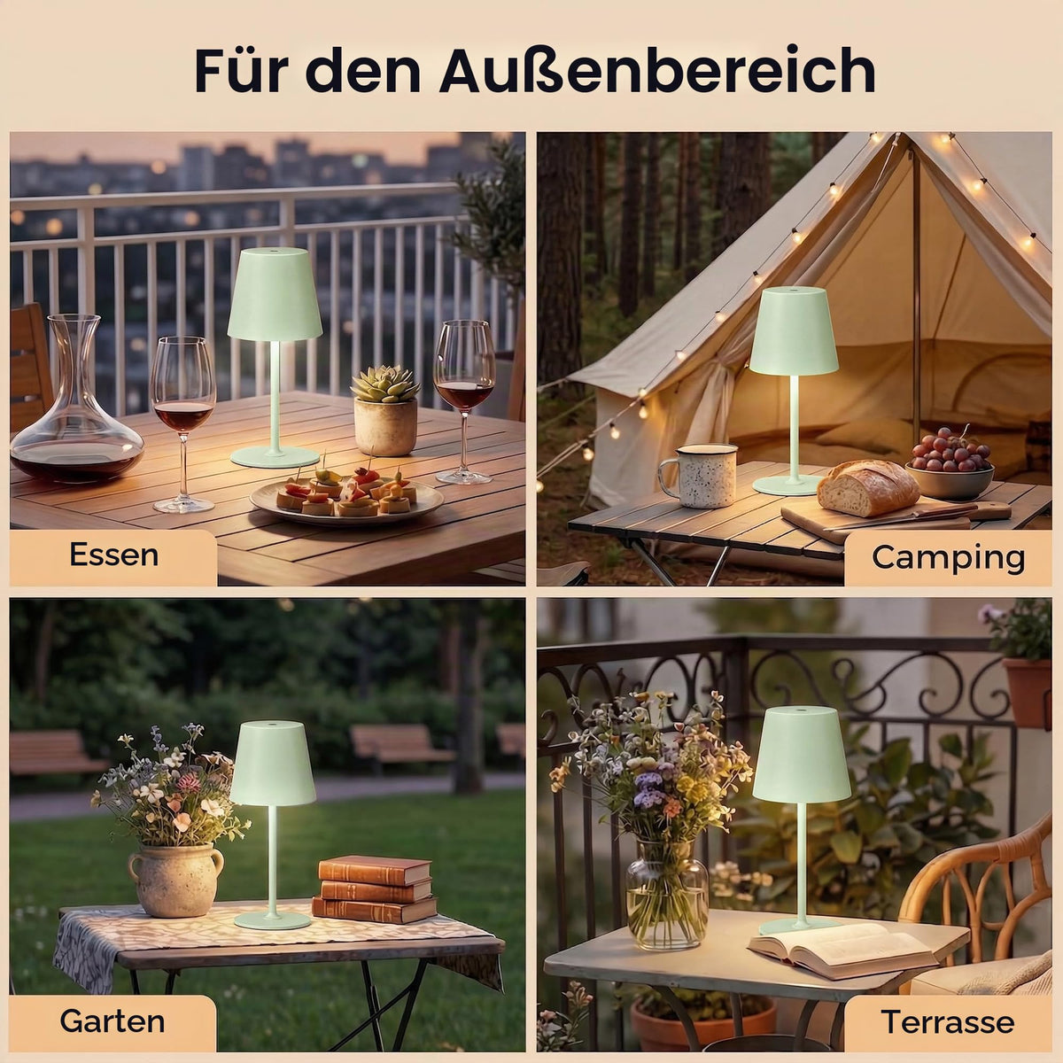 UPXNBOR LED Table Lamp Wireless 2-Piece Set, Metal Table Lamp for Outdoor & Indoor - UP-WSA