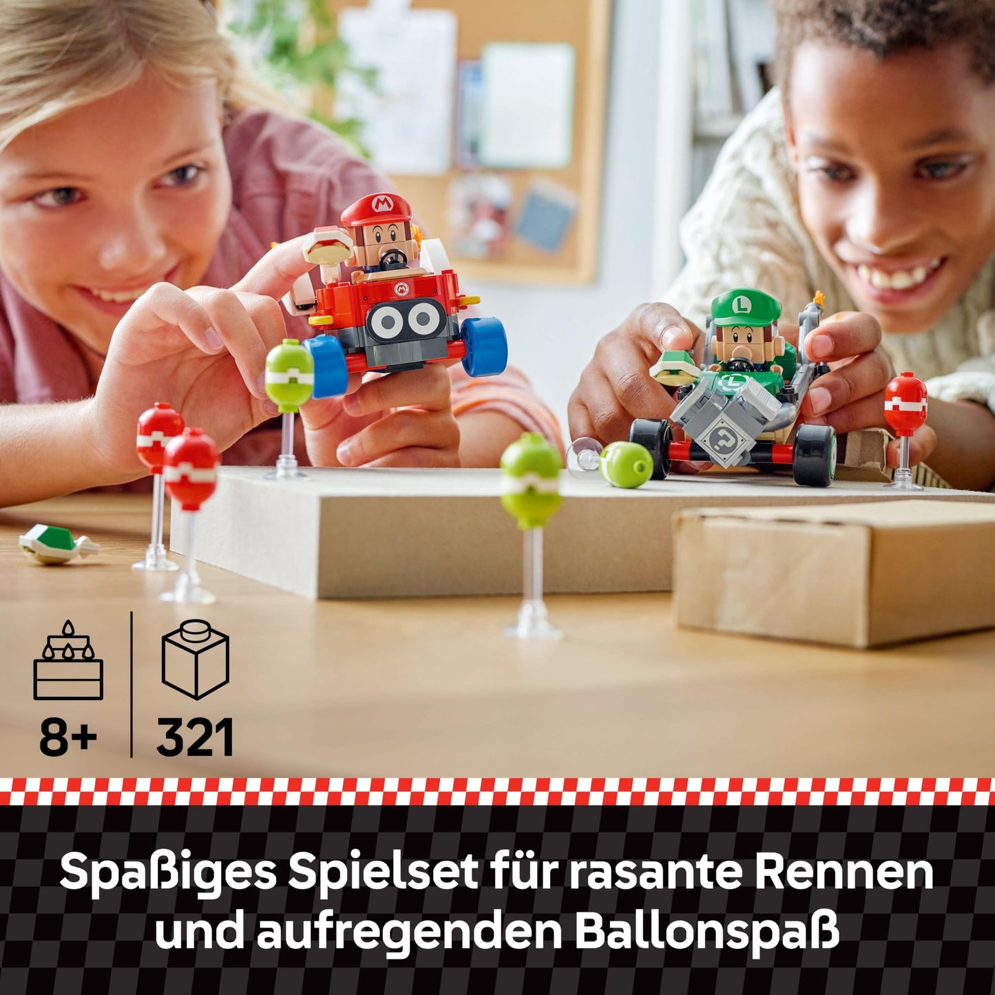 LEGO Mario Kart - Baby Mario vs. Baby Luigi, Nintendo figures to collect, 2 buildable toy cars, gift for boys, girls and gamers aged 8 and up, adventure toy 72034