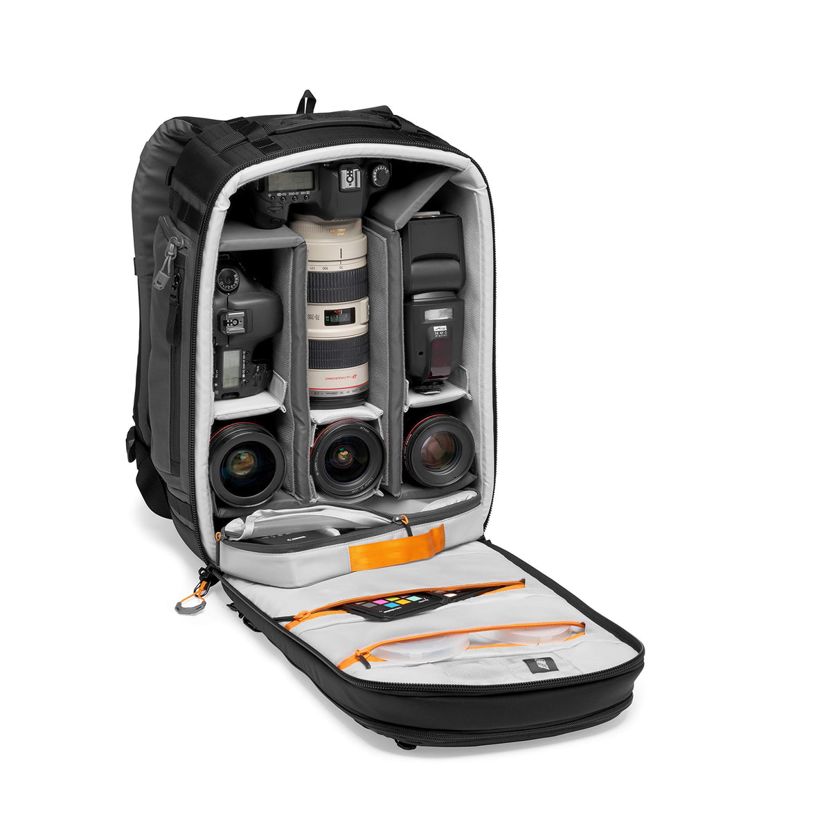 Lowepro Pro Trekker BP 350 AW II, Geantă pentru cameră, Rucsac din material reciclat, Potrivit pentru laptop sau tabletă de 15”, Divizoare MaxFit, Capac rezistent la intemperii, Caz pentru mirrorless DSLR, Negru Gri Închis, LP37268-GRL