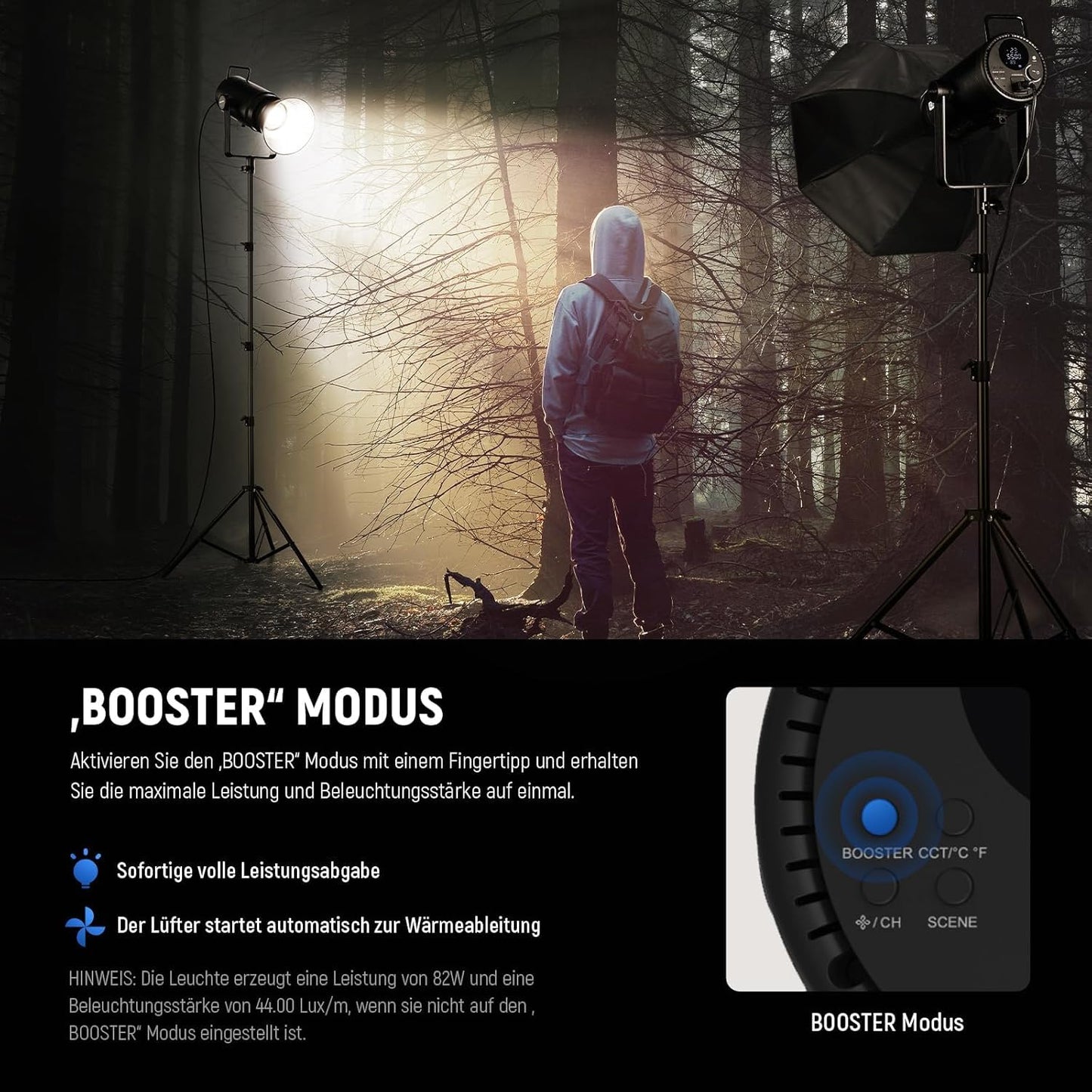 NEEWER CB300B 320W LED video light studio light with 2.4G/APP remote control, all-metal COB bi-color studio continuous light Bowens mount 150000lux/1m 2700K-6500K CRI/TLCI97+ 12 effects for portrait
