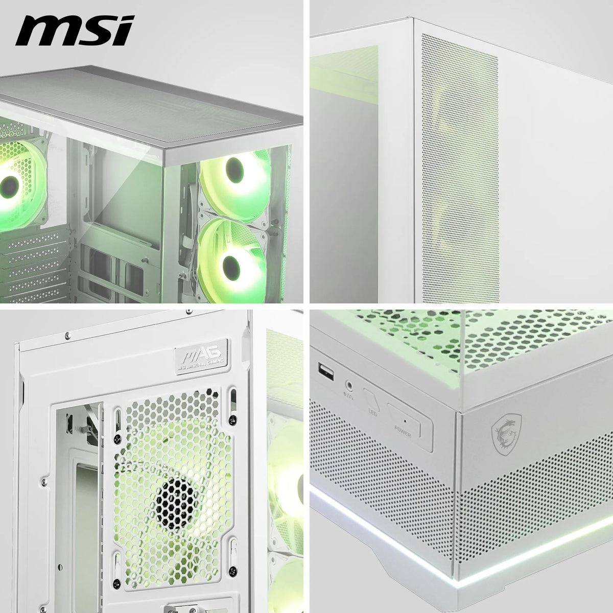 MSI MAG Pano 110R PZ White – Mid-Tower Gaming PC Case - 306-7G28W21-JA4