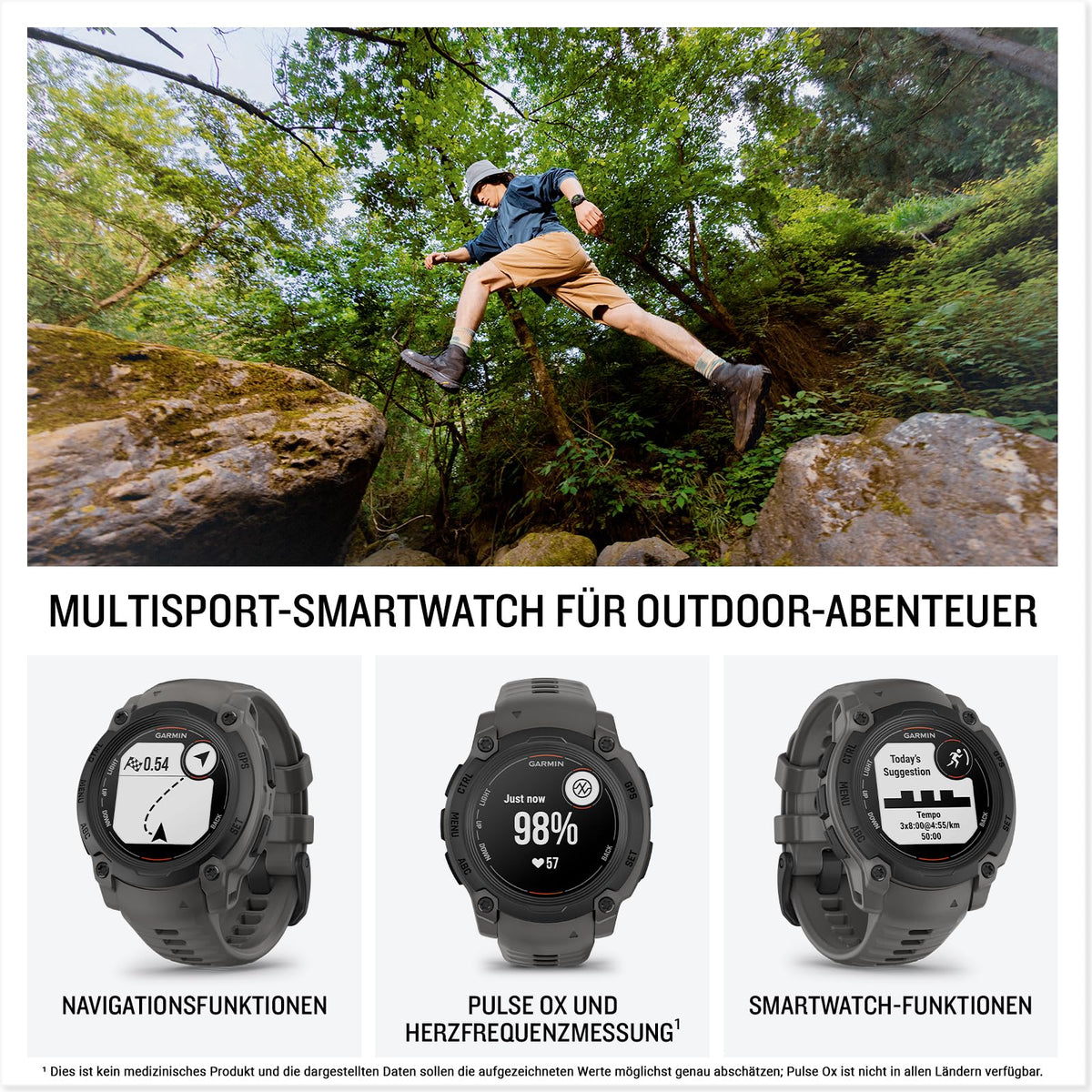 Garmin Instinct E 40mm – Ceas inteligent GPS pentru multisport, display de 0,86", autonomie a bateriei de până la 14 zile, peste 60 de aplicații sportive, antrenor, recepție multi-satelit, notificări - 010-02932-00