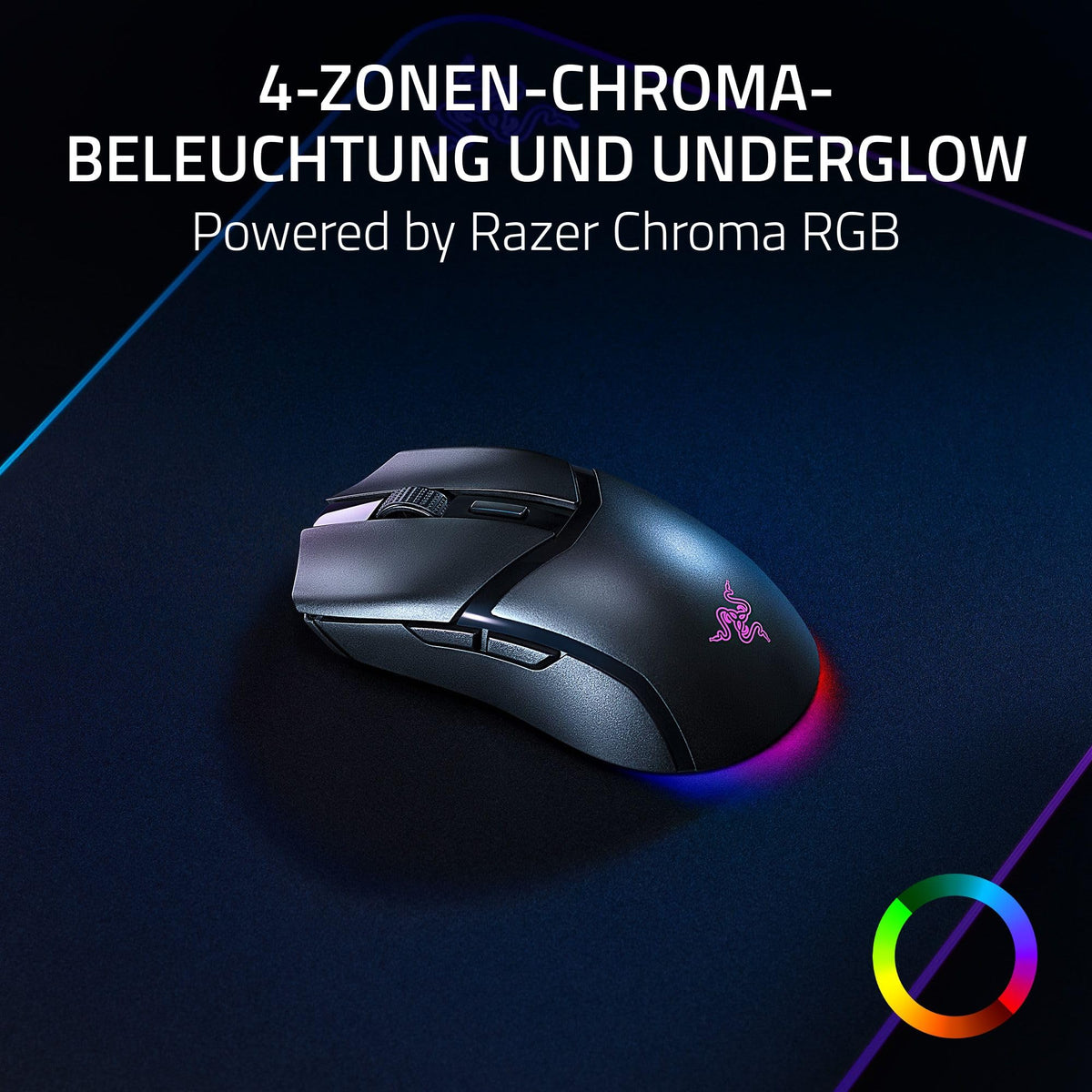 Razer Cobra HyperSpeed - mouse de gaming wireless ușoară și personalizabilă - 62g - senzor de 26K DPI - AI Prompt Master - rată de polling de 1000 Hz - wireless 2,4 GHZ și Bluetooth - Chroma RGB - PC/Mac | Negru - RZ01-05570100-R3G1