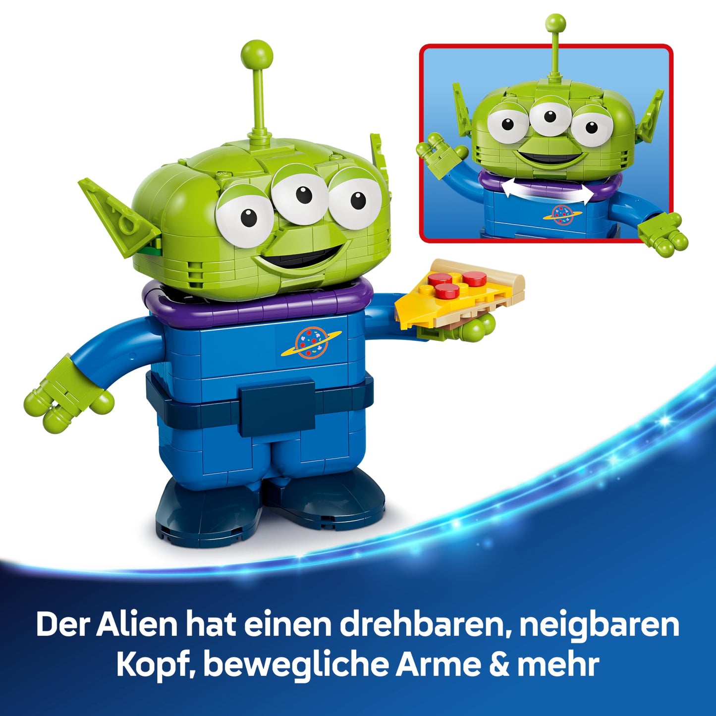 LEGO Disney and Pixar Toy Story Alien with Pizza Planet rocket ride - spaceship toy with alien figure as DIY decoration - gift for boys and girls aged 9 and up and Toy Story fans - 43307