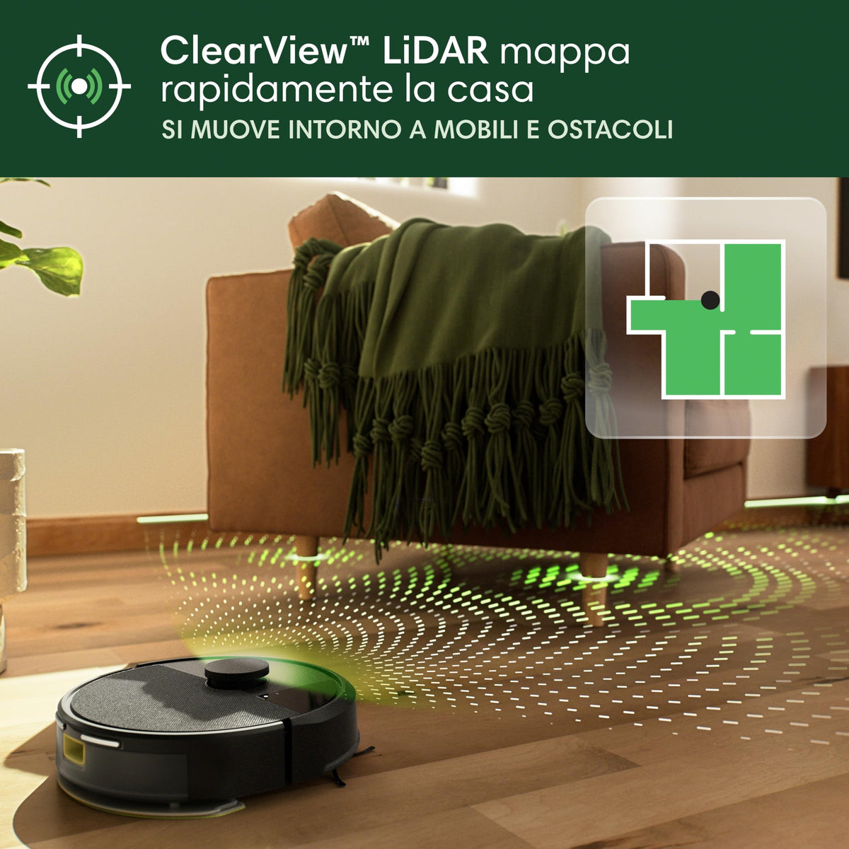 iRobot Roomba 105 Combo - Vacuuming + Mopping - Clearview LiDAR - 7000Pa - 120 mins - SmartScrub - Avoids Obstacles - Cleaning Zones - Recharge and Resume - App - Black - Y311