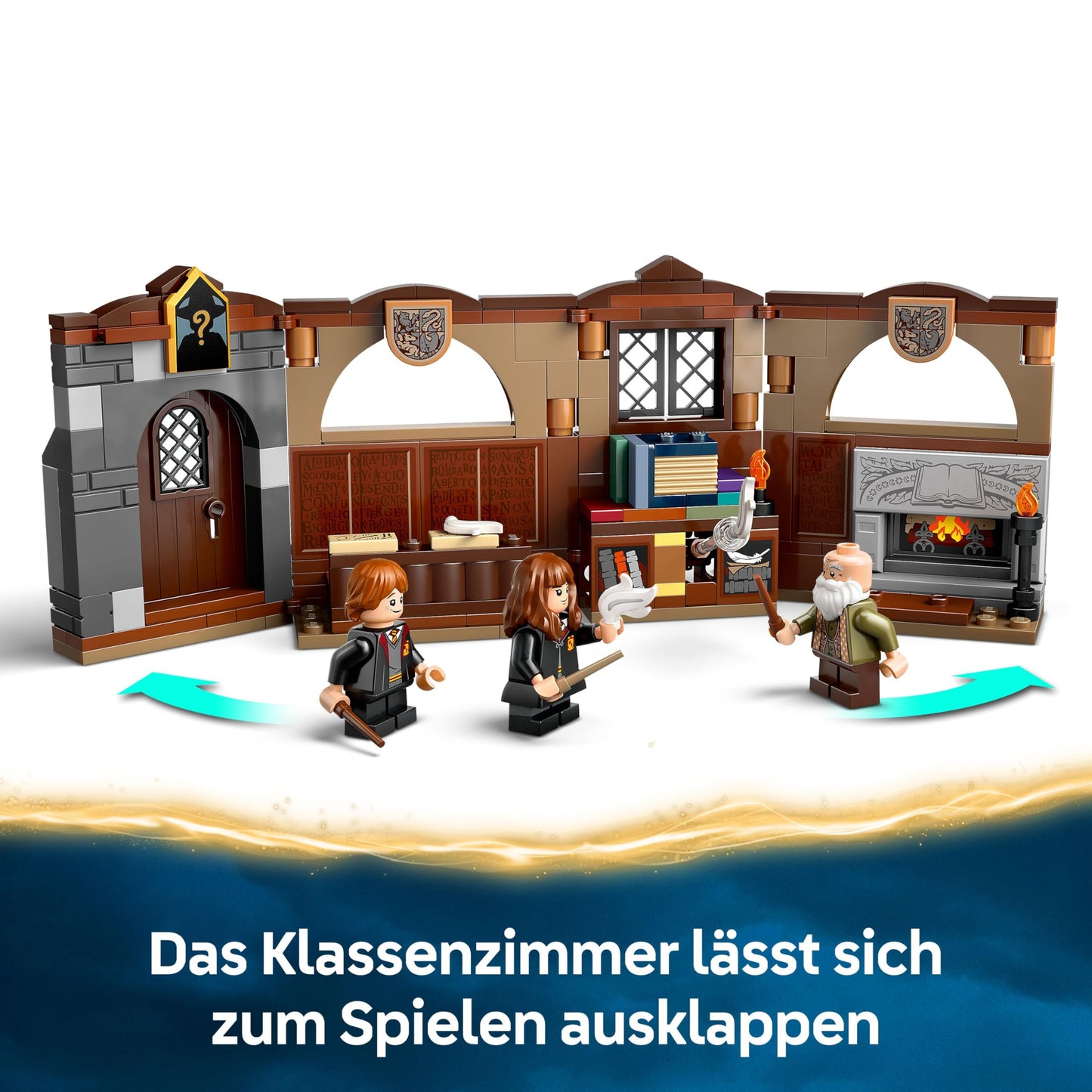 LEGO Harry Potter Hogwarts Castle: Magic Lessons, set with 3 minifigures, including Hermione Granger & Ron Weasley, Wingardium Leviosa function, toy for girls & boys aged 8 and up 76442