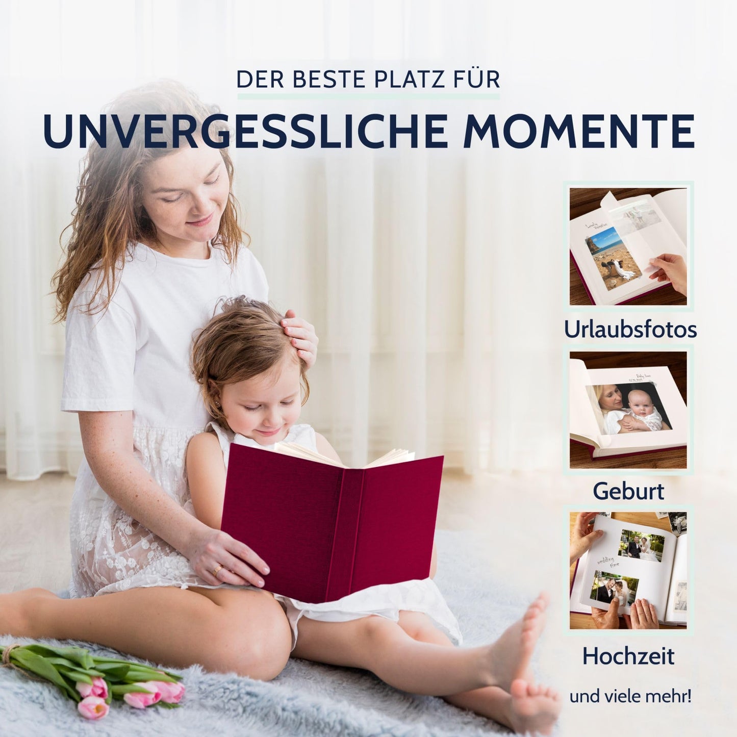goldbuch 31807 photo album Summertime Trend, 30 x 31 cm, photo book with 100 white pages & glassine dividers, photo album made of linen, memory album, blackberry