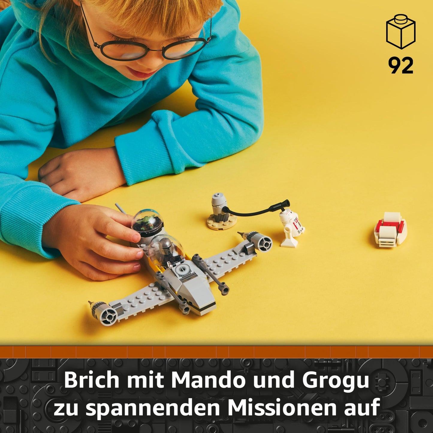 LEGO Star Wars 75410 Mandos and Grogus N-1 Starfighter toy with The Mandalorian, Grogu & R5-D4 minifigures, including buildable gas pump, starship starter set for boys and girls aged 4 and up