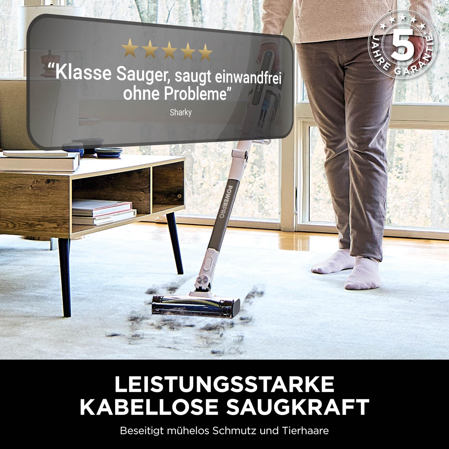Shark PowerPro cordless vacuum cleaner, free-standing, up to 50 minutes running time, wireless, bagless, for animal hair, allergy sufferers, carpets and hard floors, with LED light and articulated tube, gray metallic, IZ380EUT