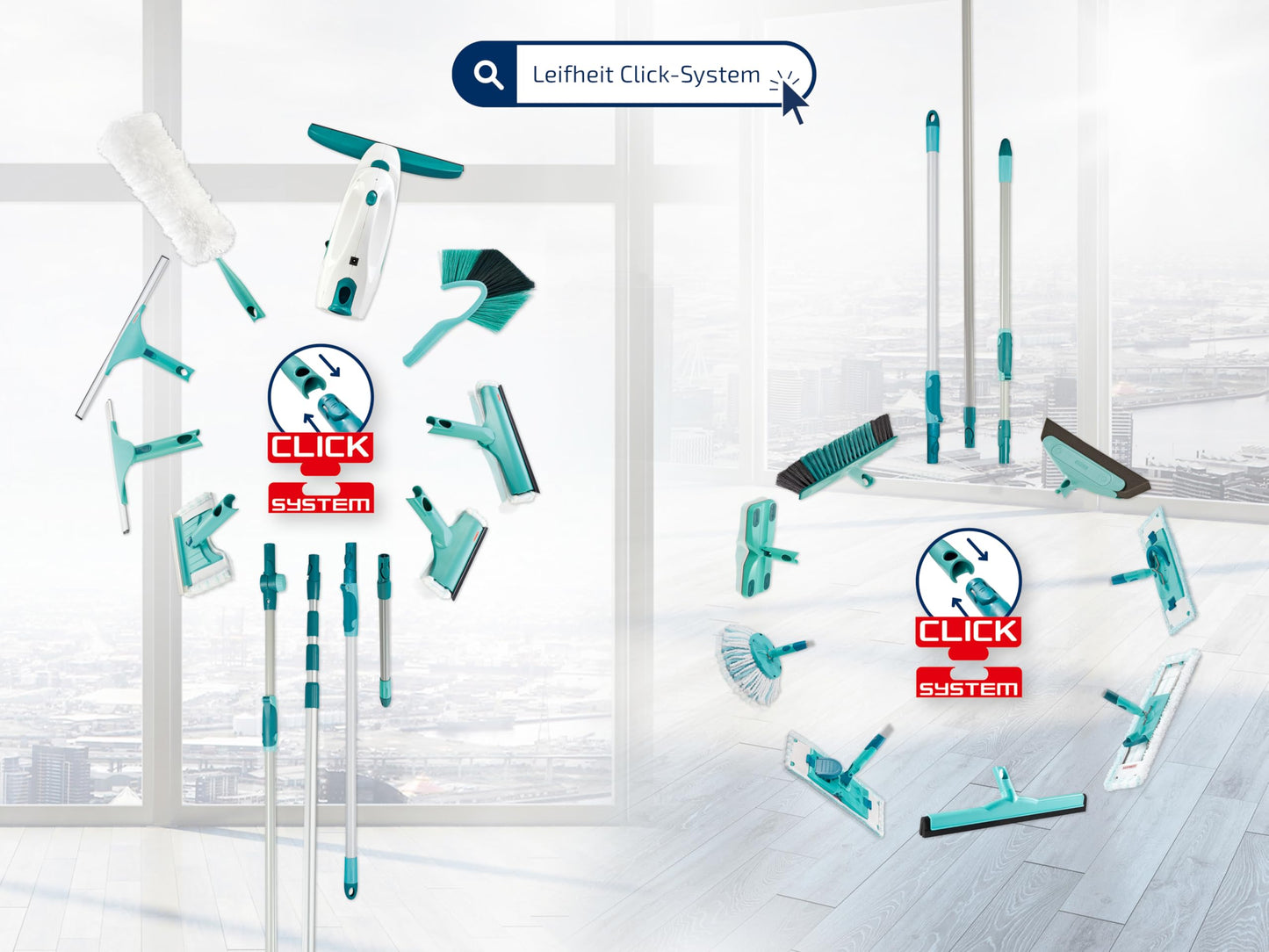 Leifheit back-friendly floor mop Profi XL super Soft, steel handle 146 cm, mop with foot click, mop cover for parquet and cork, 360° swivel joint, click system, environmentally friendly cardboard - 55457